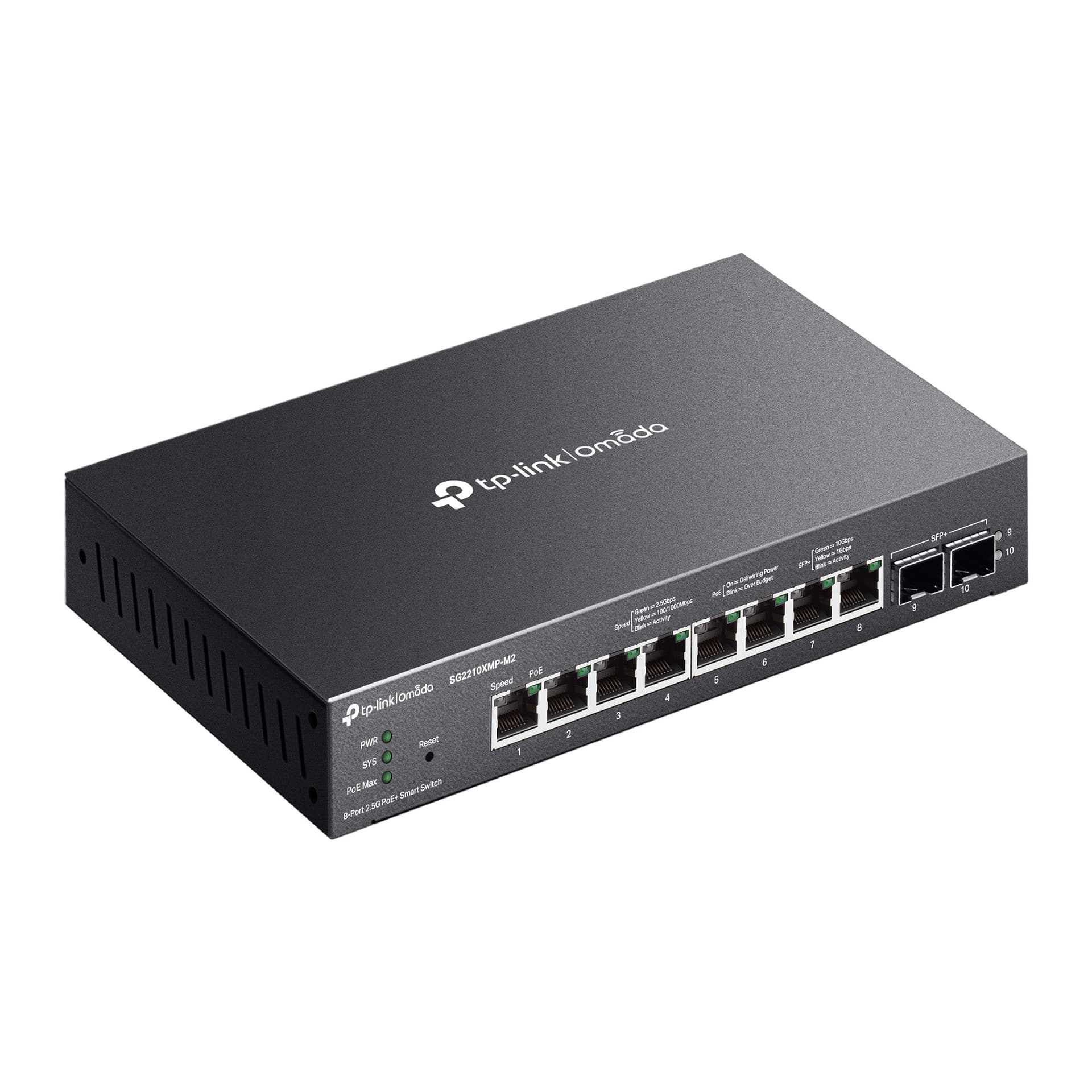 Omada 8-Port 2.5GBASE-T and 2-Port 10GE SFP+ Smart PoE Switch with 8x PoE+, SG2210XMP-M2