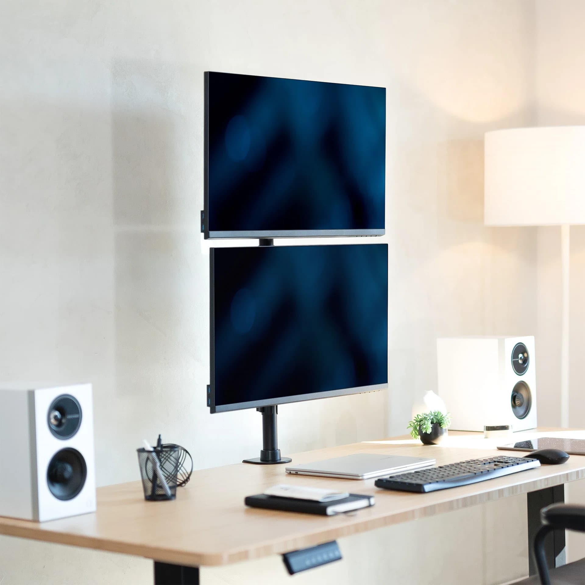 Vertical Dual Monitor Desk Mount - 13” to 34" Screens