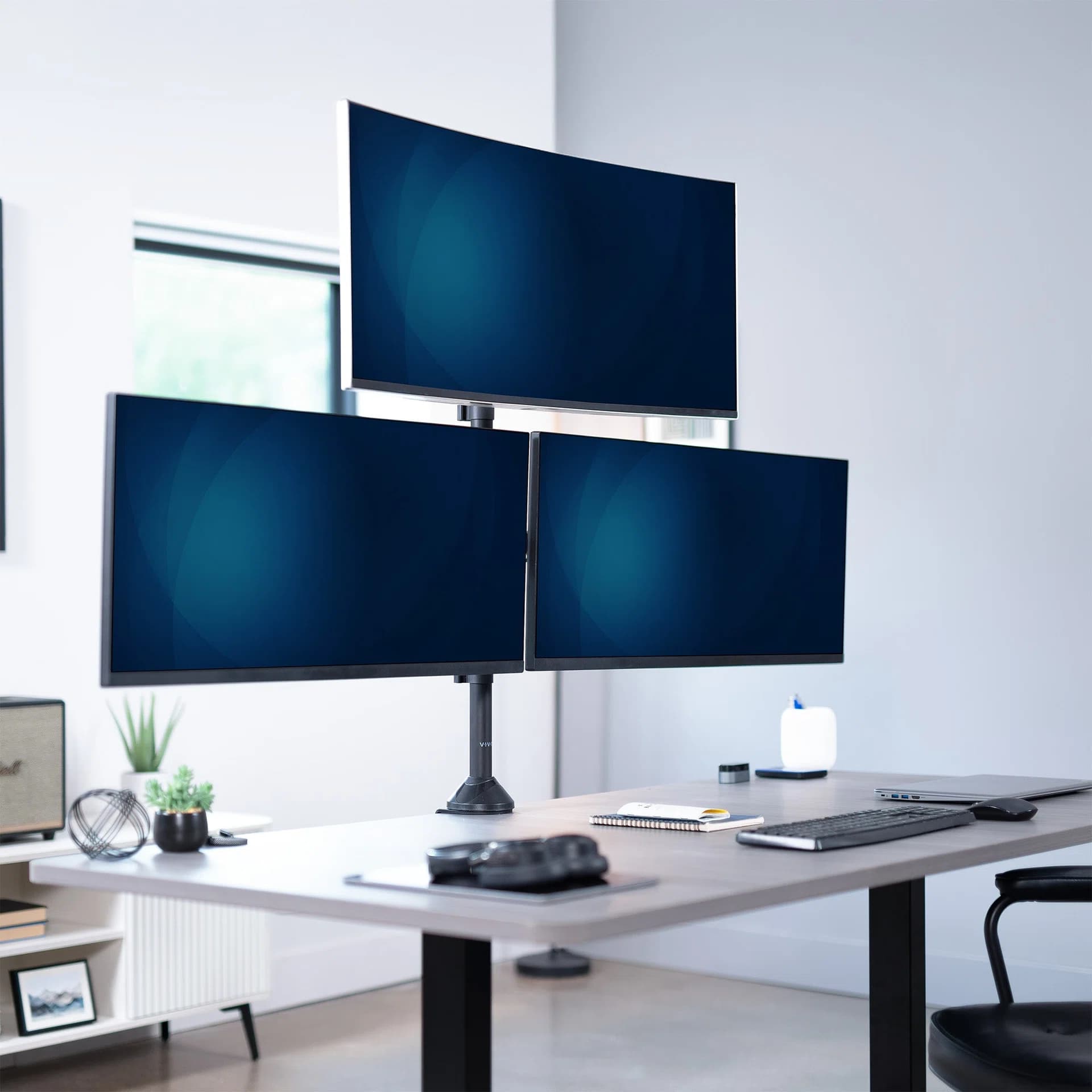 Telescoping Extra Tall Triple Ultrawide Monitor Desk Mount - 27” to 38” Screens
