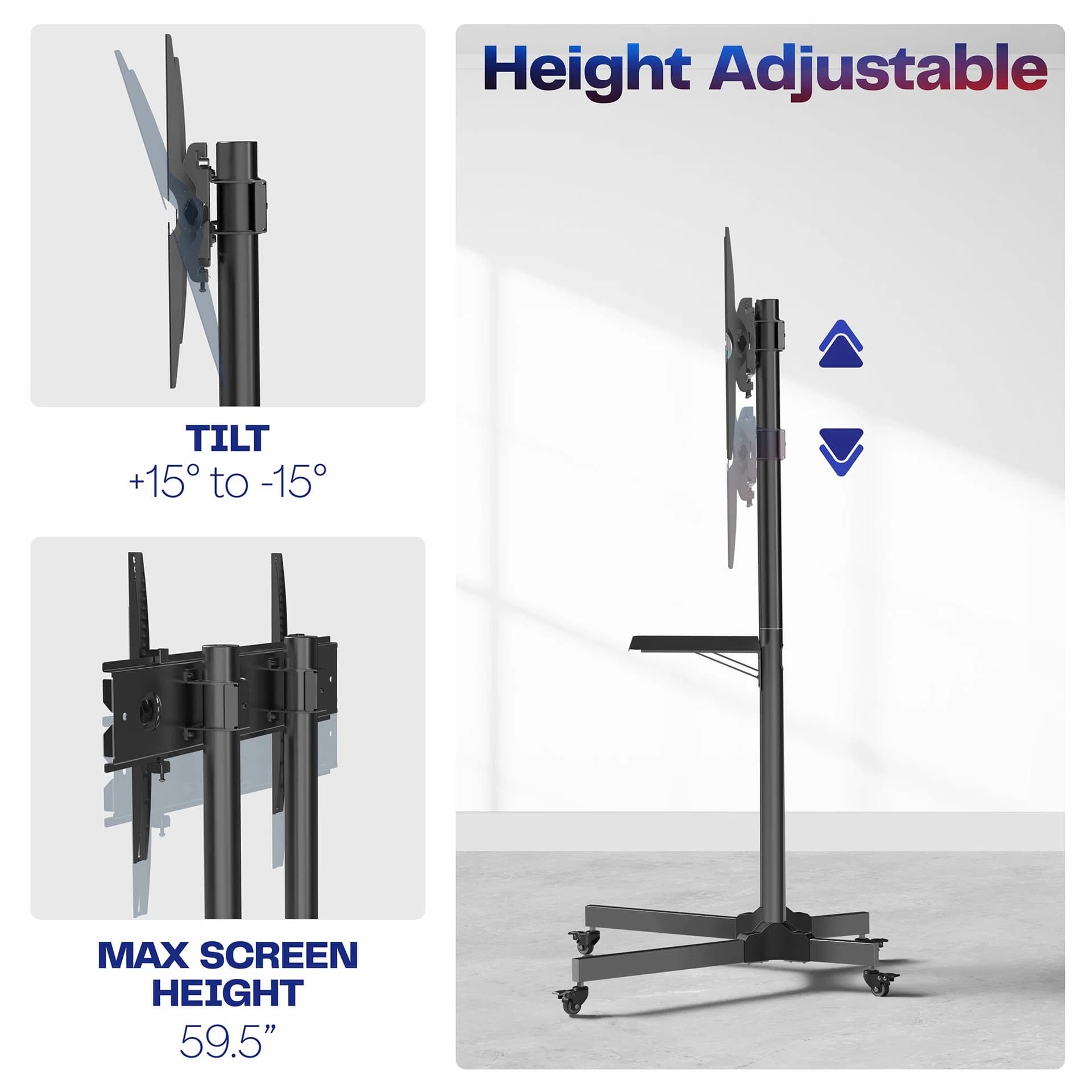 Mobile TV Cart - 32" to 83" Screens