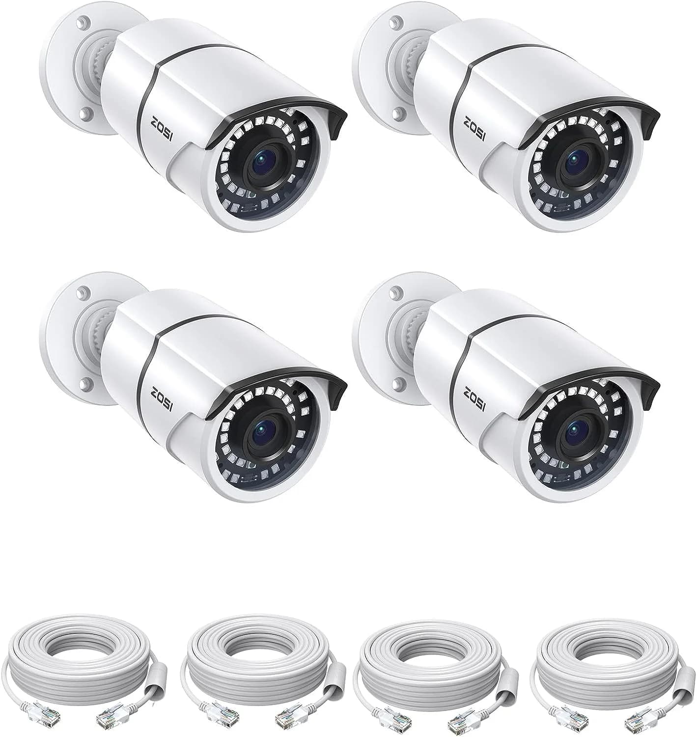 C261 2pack/4pack 5MP Add-on PoE Camera + 60 ft Ethernet Cable — White — 2-Camera Pack