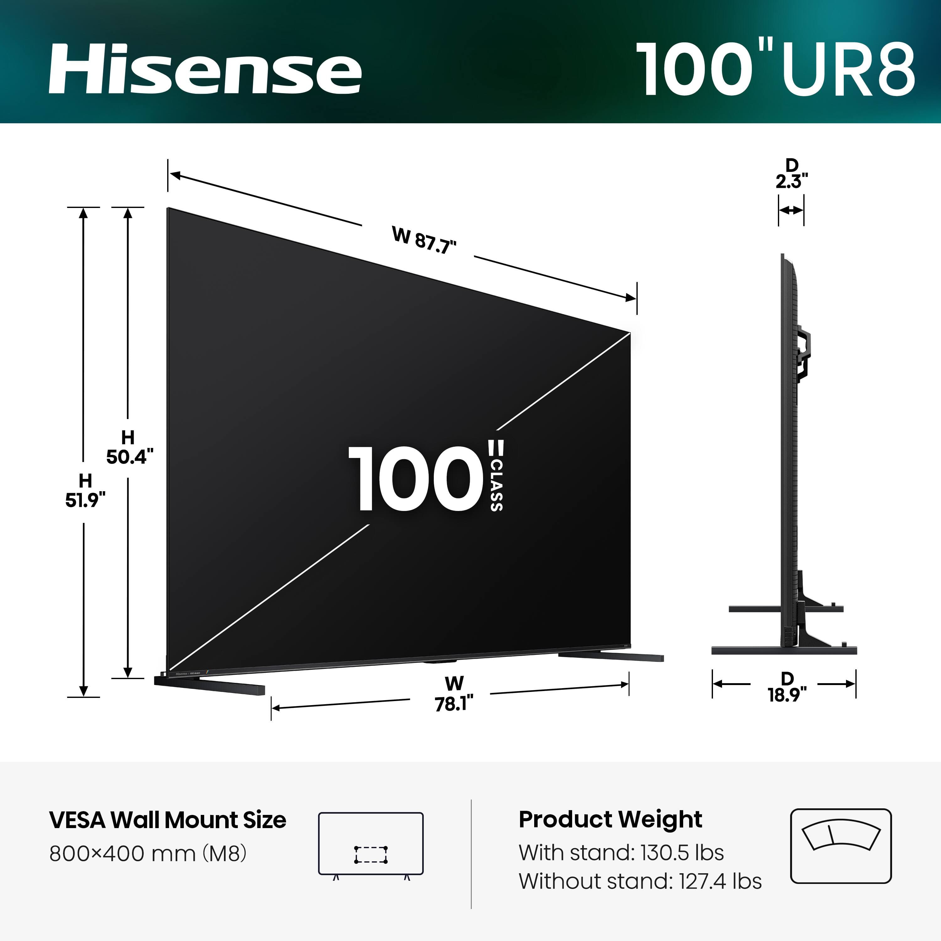 UR8 100-inch RGB MiniLED 4K Smart Google TV — 100UR8SG