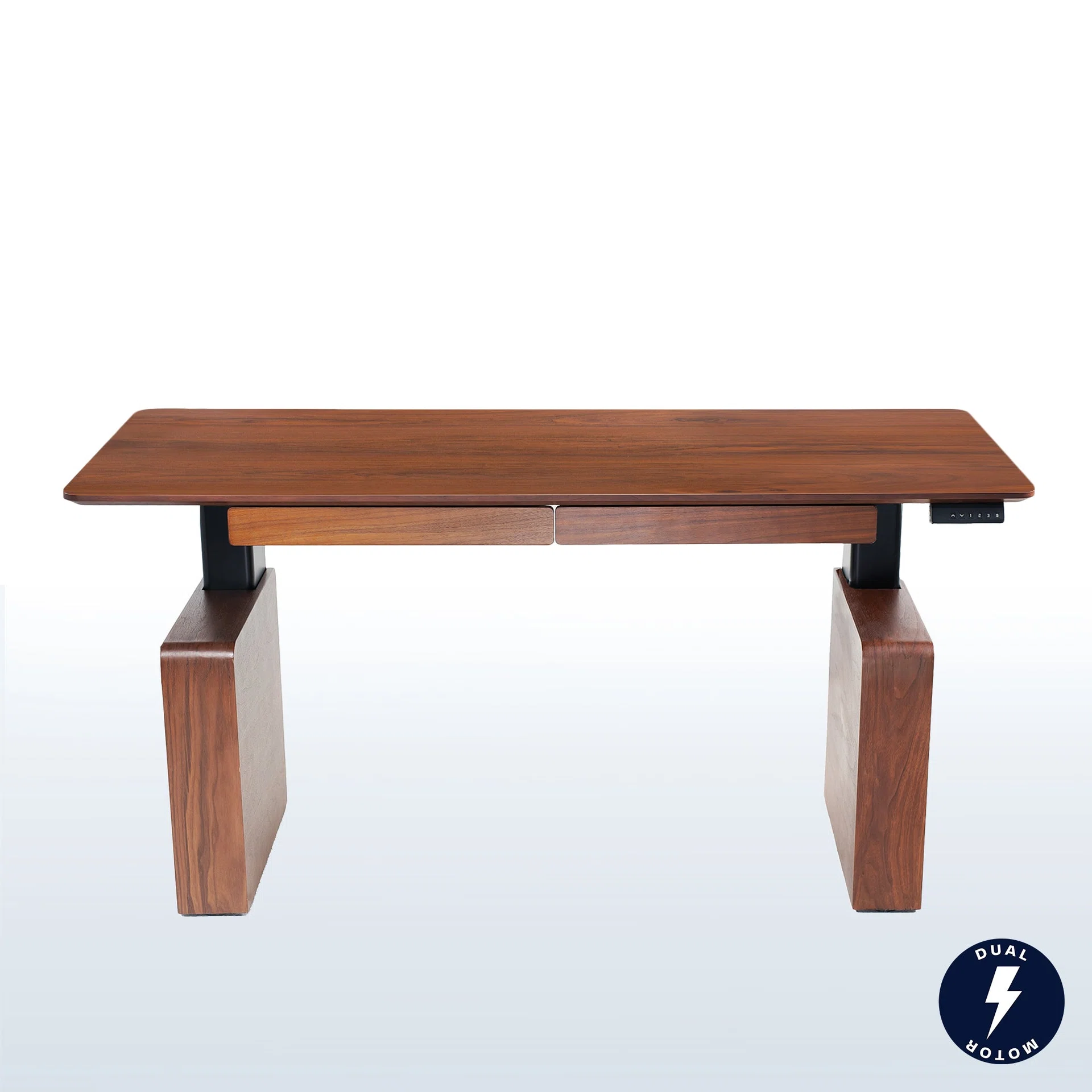 VIVO Walnut 72" x 30" Electric Executive Desk with Storage — Walnut 72" x 30" Electric Executive Desk with Storage — Product view
