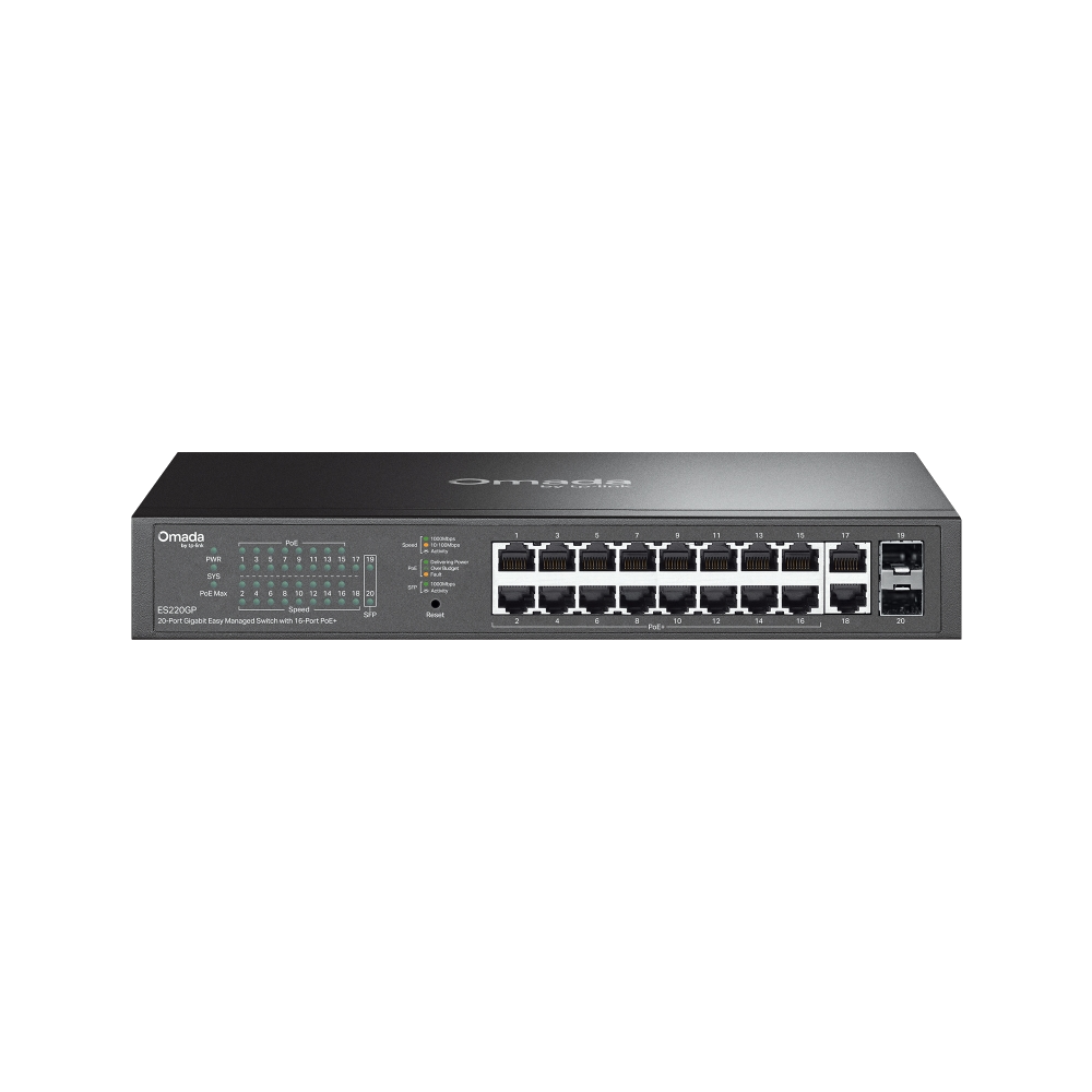 Omada 20-Port Gigabit Easy Managed Switch with 16-Port PoE+, ES220GP