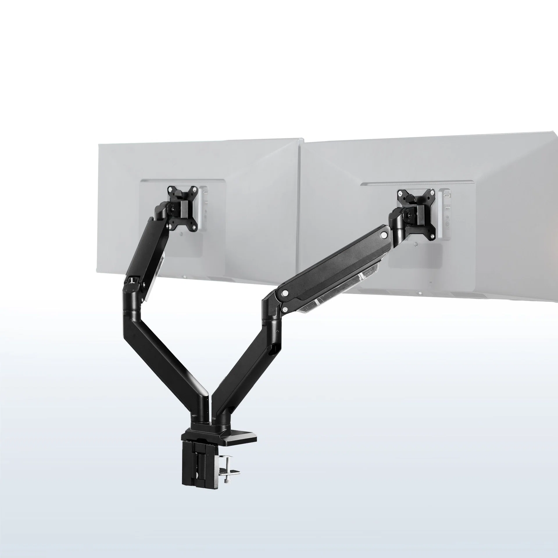 VIVO Pneumatic Arm Dual Ultrawide Monitor Desk Mount with USB Ports - Up to 38" Screens — Pneumatic Arm Dual Ultrawide Monitor Desk Mount with USB Ports - Up to 38" Screens — Product view