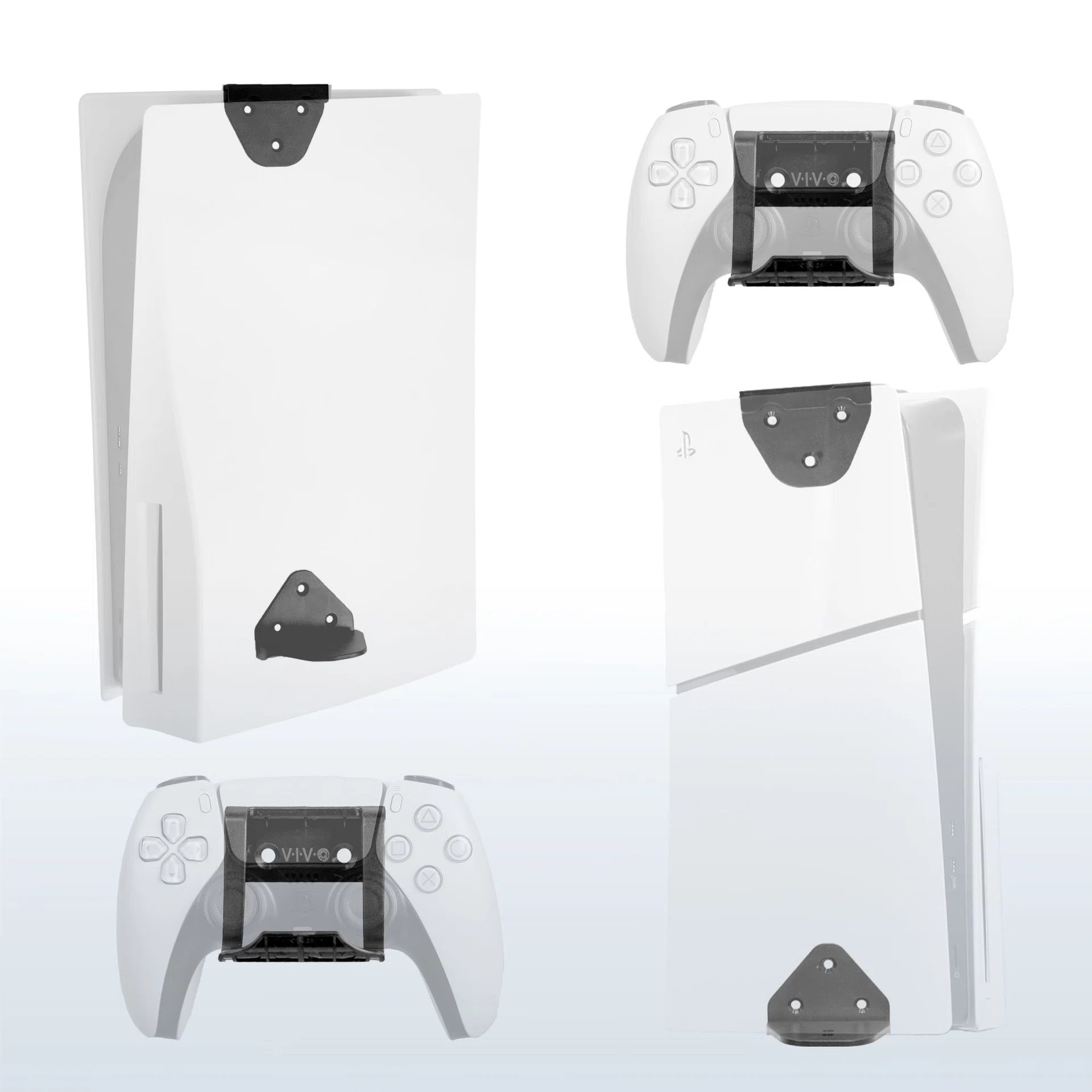 2-in-1 (Wall & Desk) Mount Designed for PS5 & PS5 Slim + 2 Controller Mounts