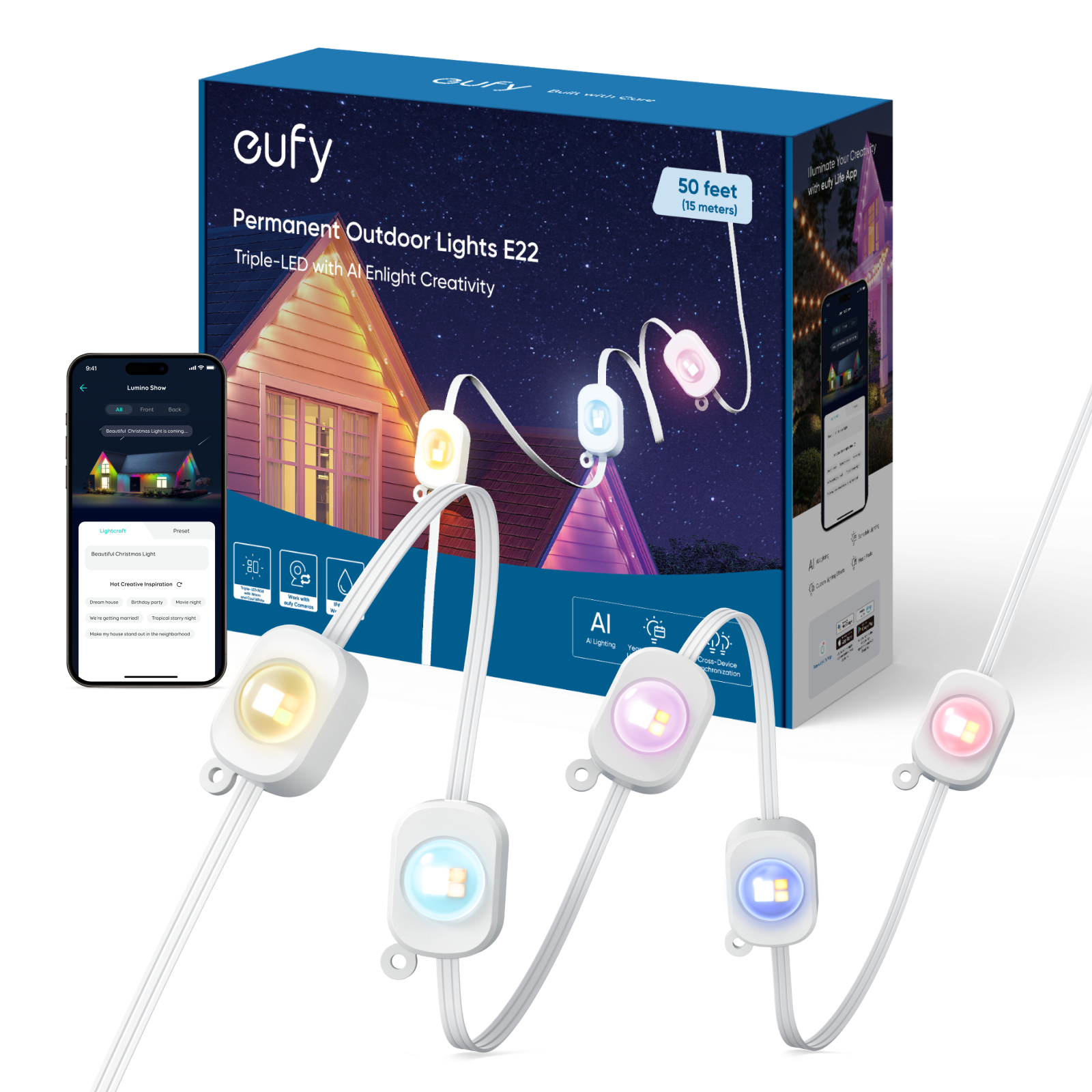 eufy Permanent Outdoor Lights E22, 50 ft