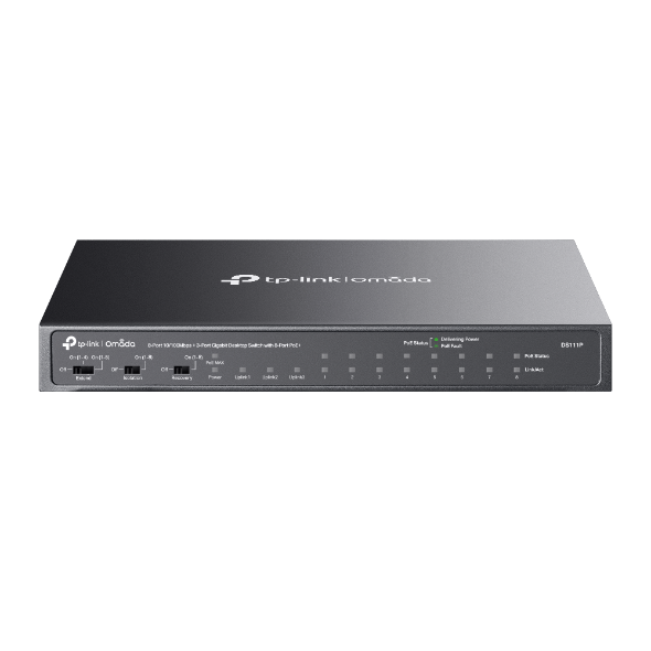 Omada 8-Port 10/100Mbps + 3-Port Gigabit Desktop PoE Switch with 8x PoE+, DS111P