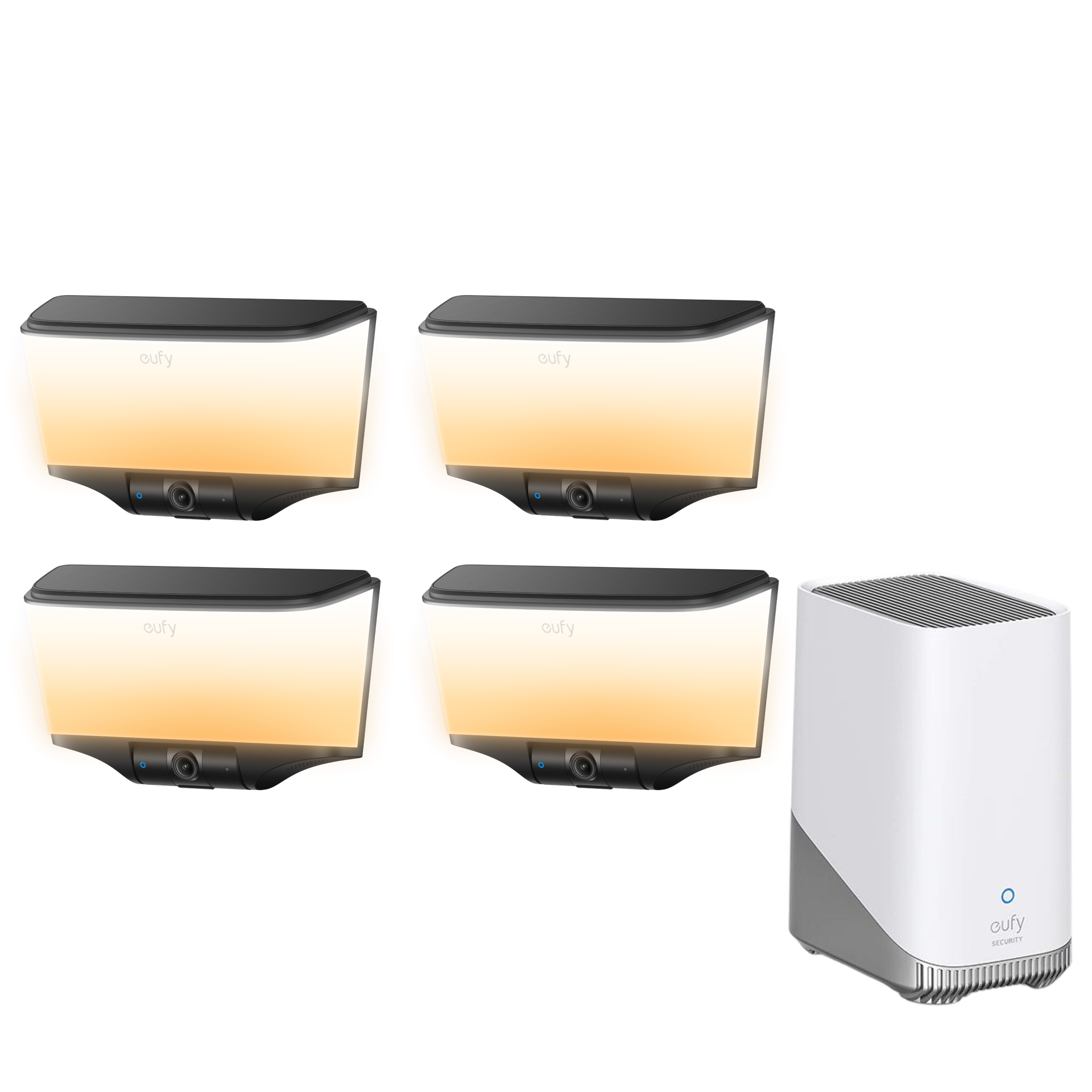 eufy Wall Light Cam S4 (4 pack) + eufy HomeBase™ S380