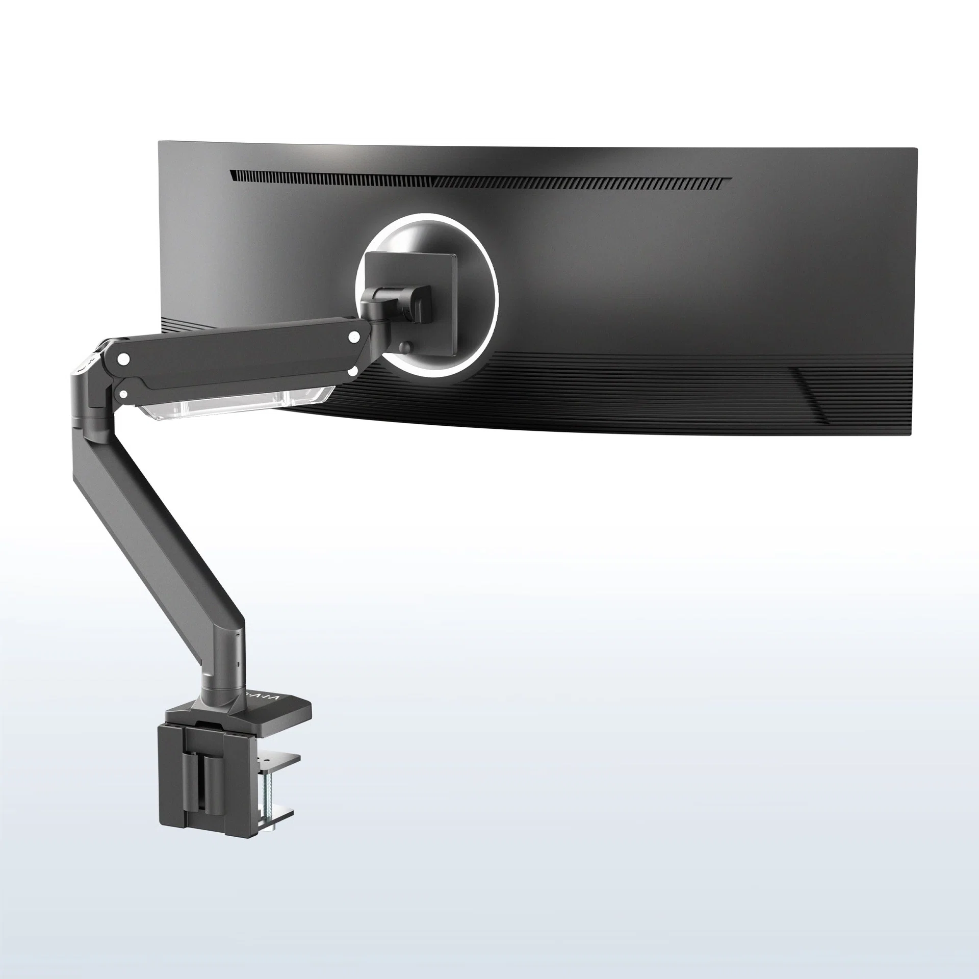 VIVO Pneumatic Arm Single Ultrawide Monitor Desk Mount - Up to 49" Screens — Black — Product view