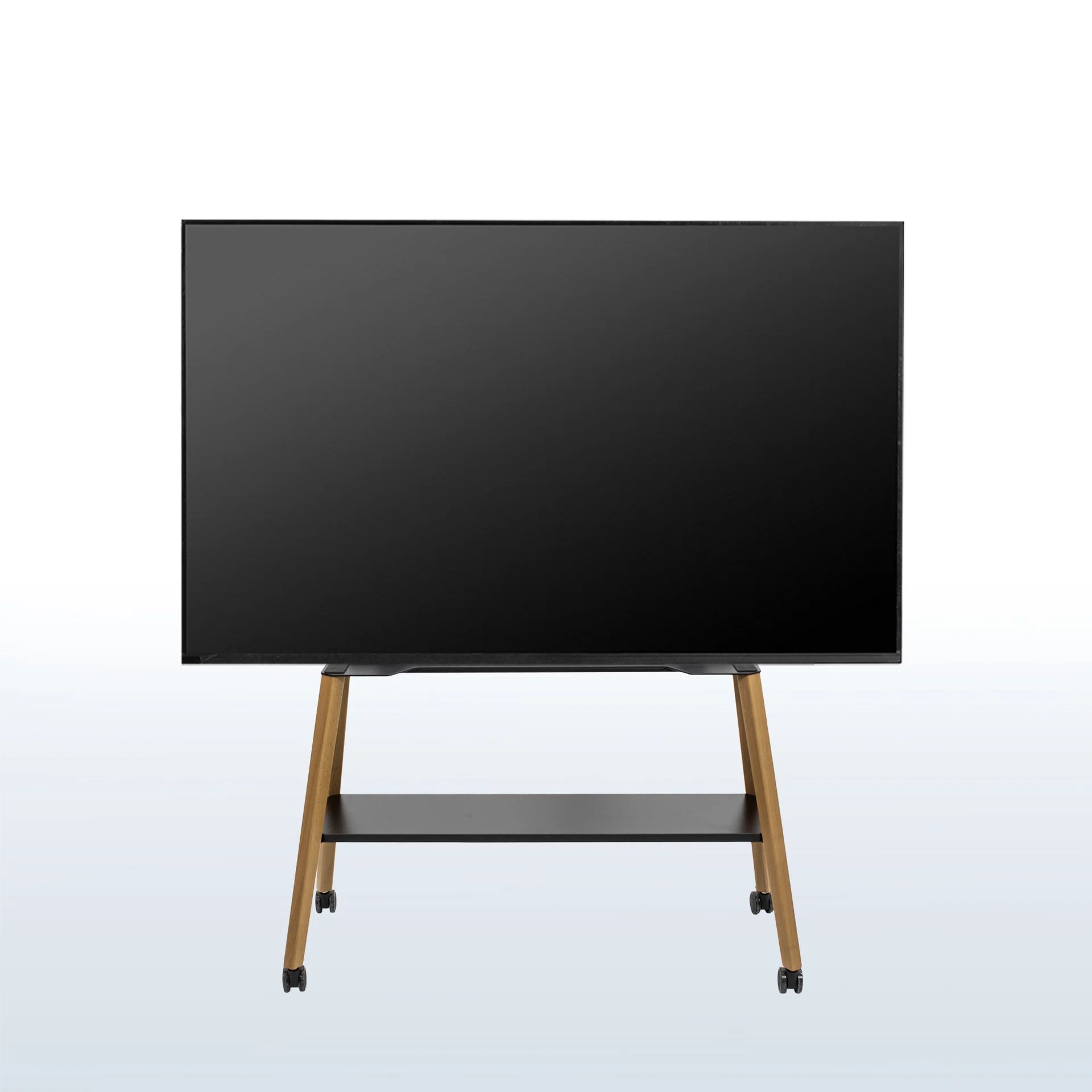 VIVO Mobile TV Easel Stand with Shelf - 43” to 75” Screens — Dark Walnut/Black — Product view