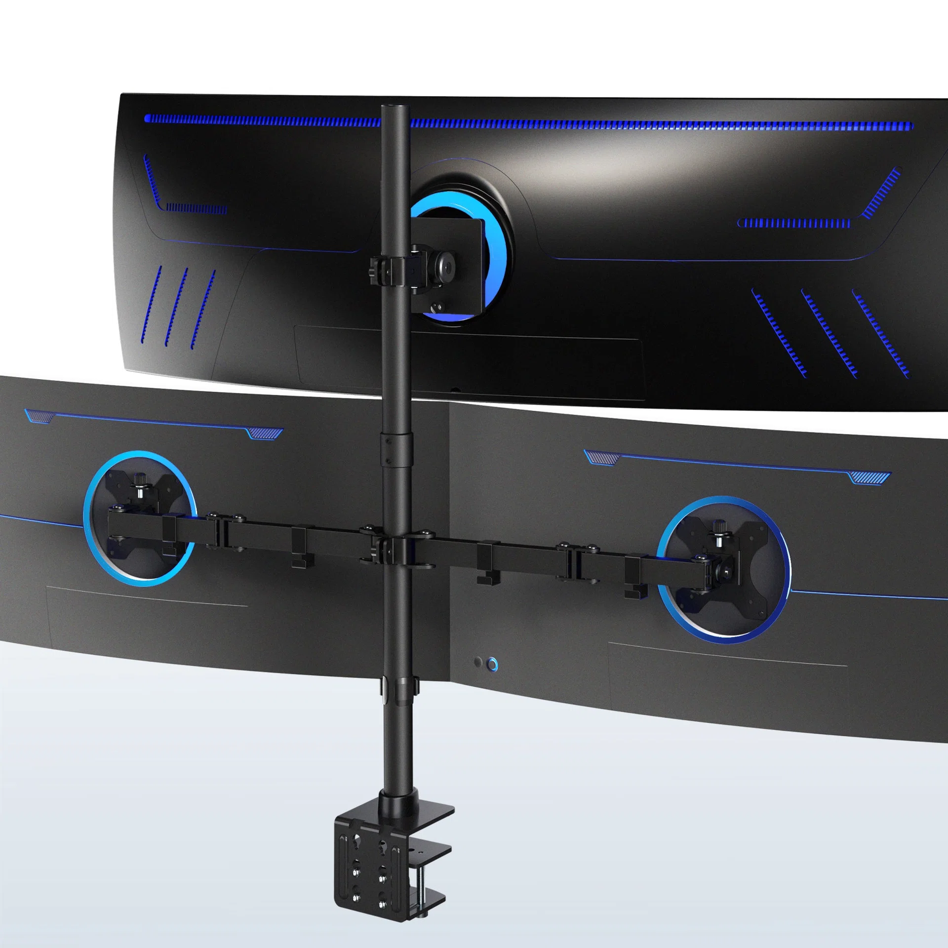 Triple Monitor Desk Mount (1 Ultrawide + 2 Standard) - Up to 49" Screens