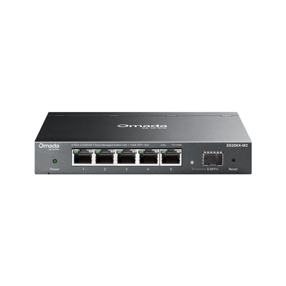 Omada 5-Port 2.5GBASE-T Easy Managed Switch with 1 10GE SFP+ Slot, ES206X-M2