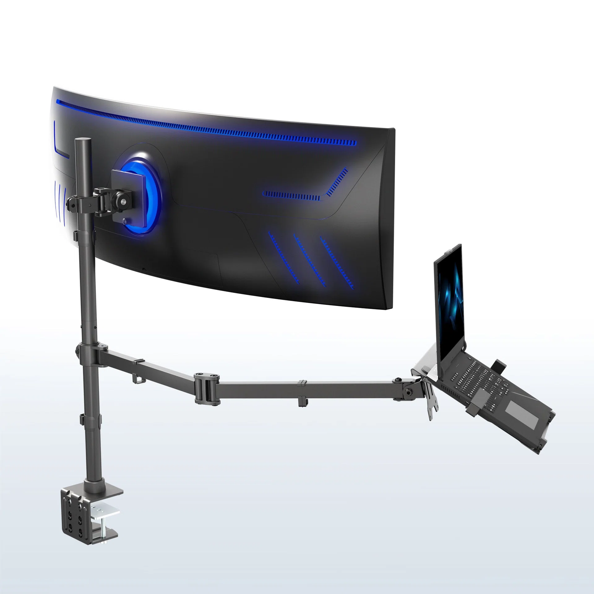 VIVO Single Monitor + Single Laptop Desk Mount - Up to 49" Screens, 15.6" Laptops — Single Monitor + Single Laptop Desk Mount - Up to 49" Screens, 15.6" Laptops — Product view