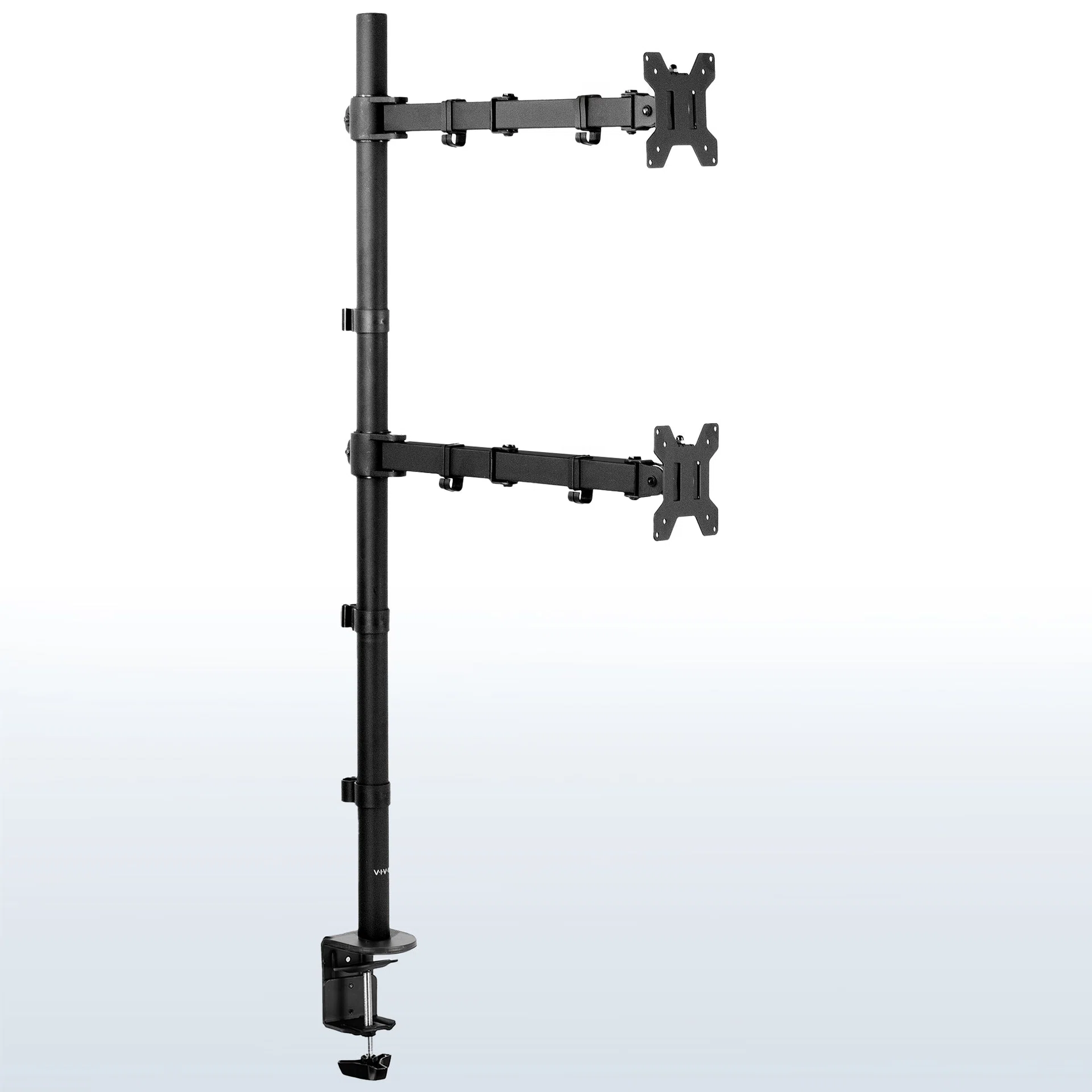 VIVO Vertical Dual Monitor Extra Tall Desk Mount - 13” to 27” Screens — Black — Product view