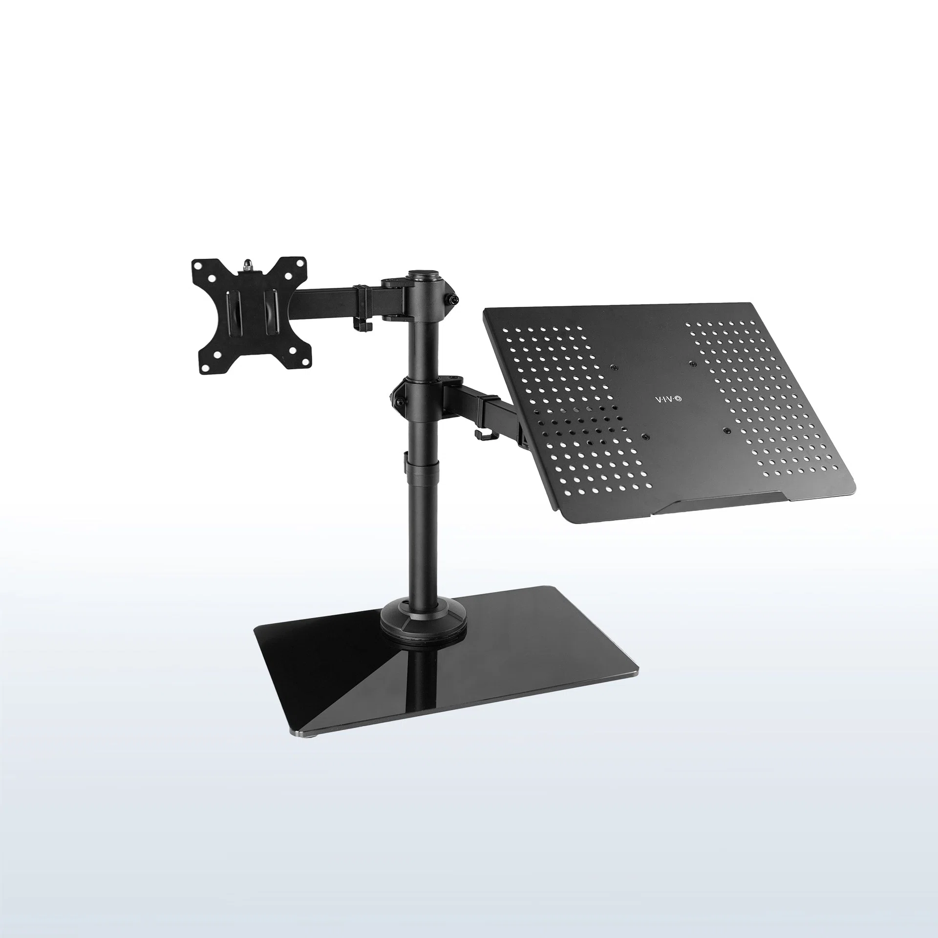 Monitor and Laptop Desk Glass Stand - Up to 32" Screens, 17" Laptops