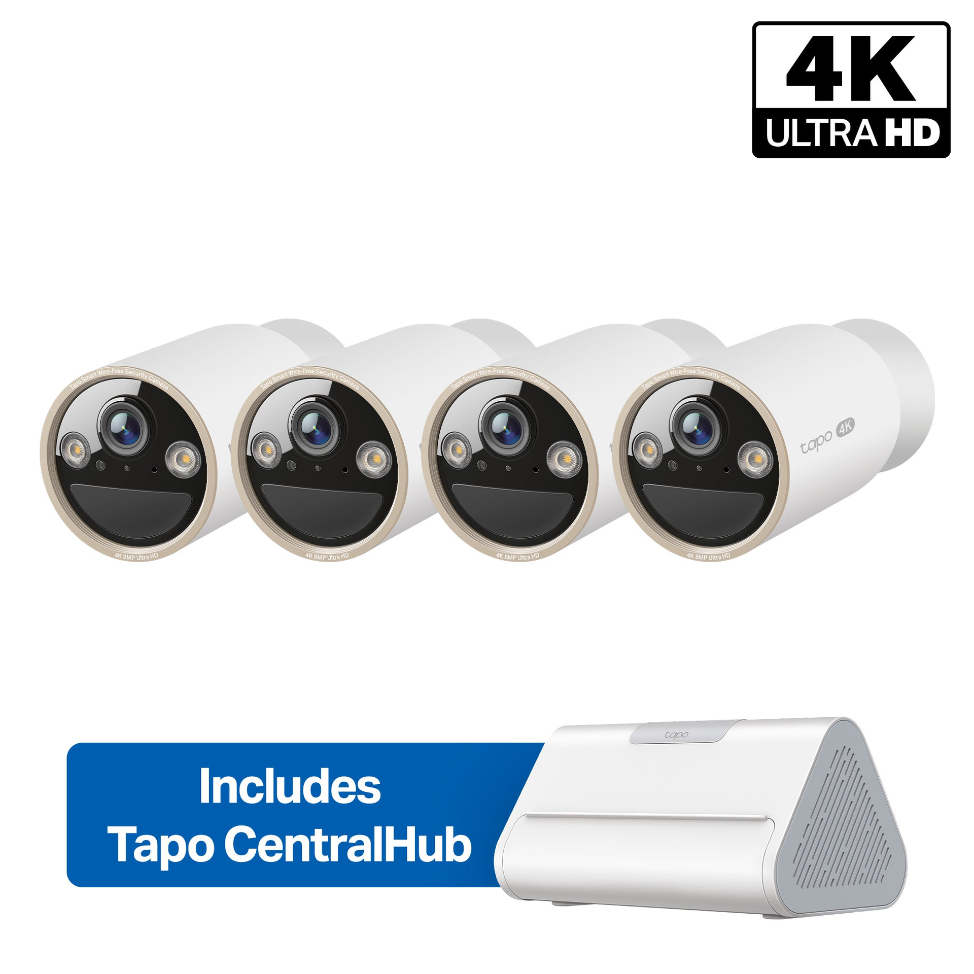 TP-Link MagCam 4K Wireless Outdoor Camera 4-Pack + Smart Hub Bundle — Product view