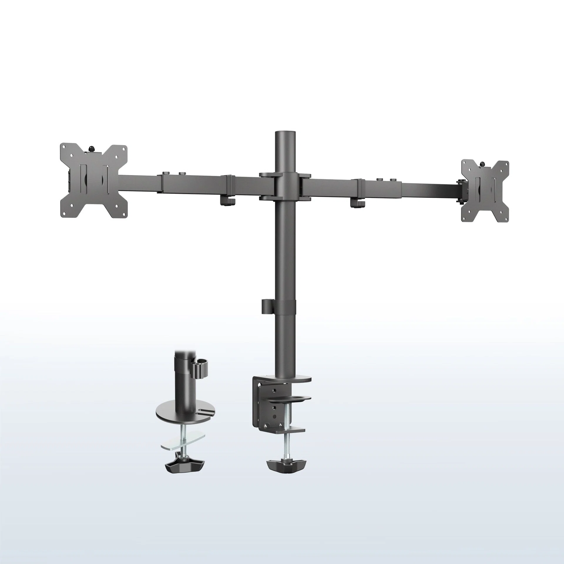 VIVO Dual Monitor Telescoping Desk Stand - 21” to 32” Screens — Black — Product view