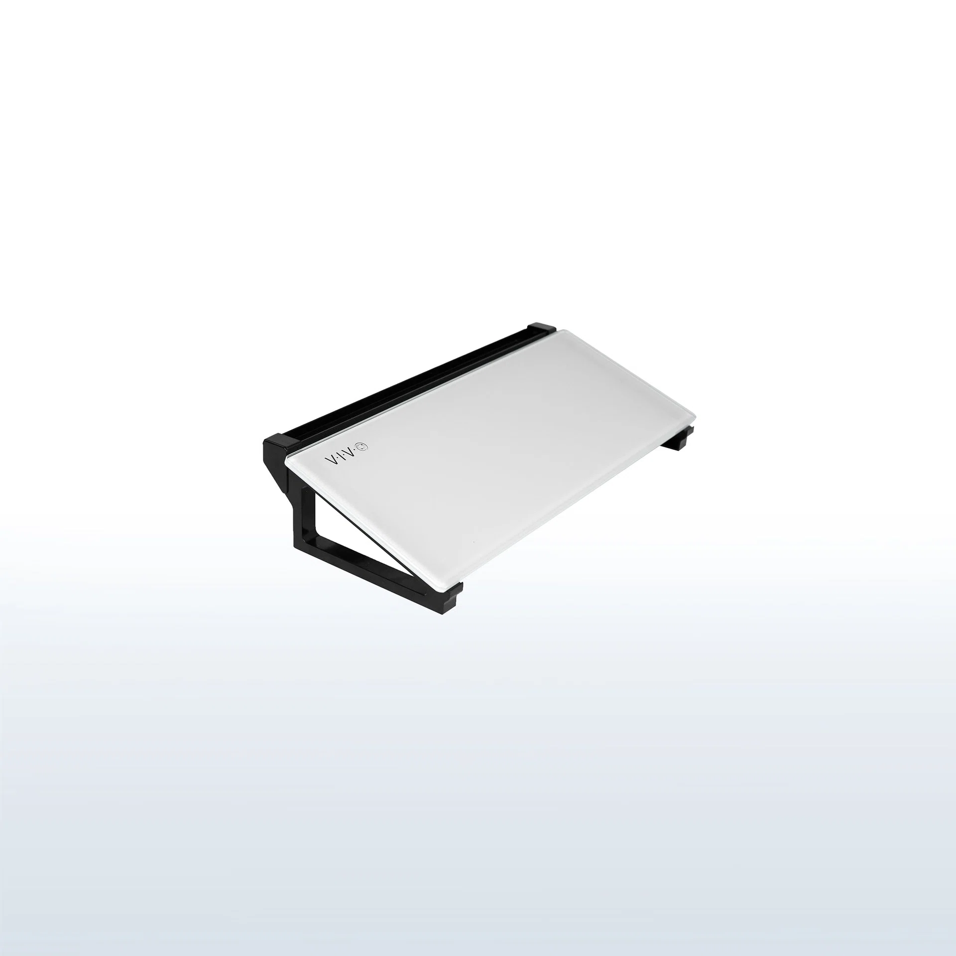 Small Glass 16" x 7" Desktop Whiteboard with Open Storage