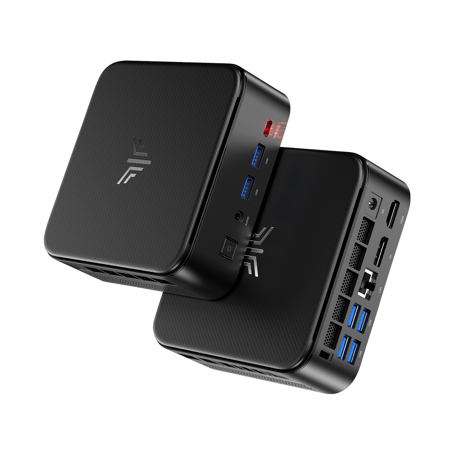 KAMRUI E3B AMD Ryzen 7730U/7735HS Mini PC · Original front and rear hardware views
