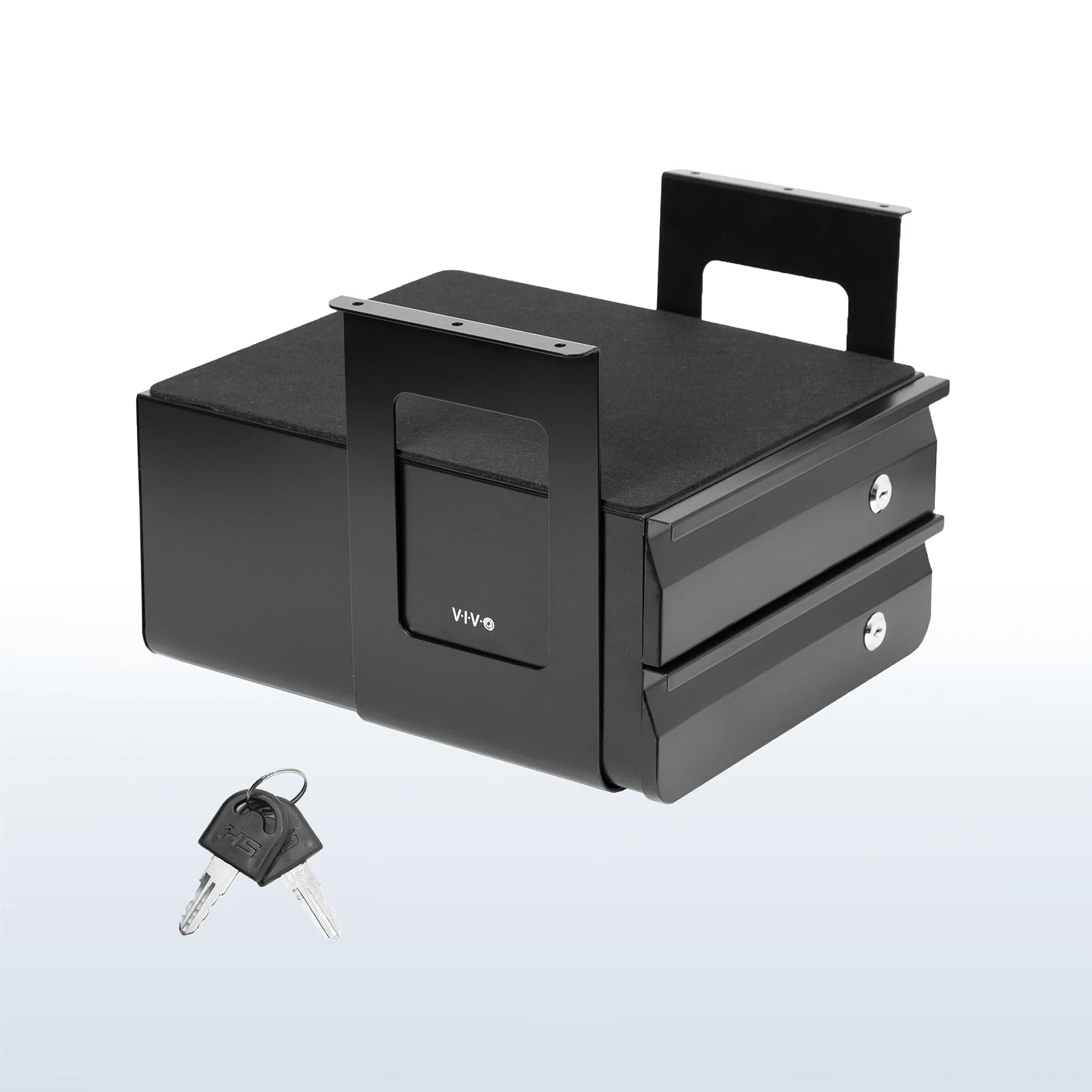 VIVO Lockable Under Desk Double Drawer — Black — Product view