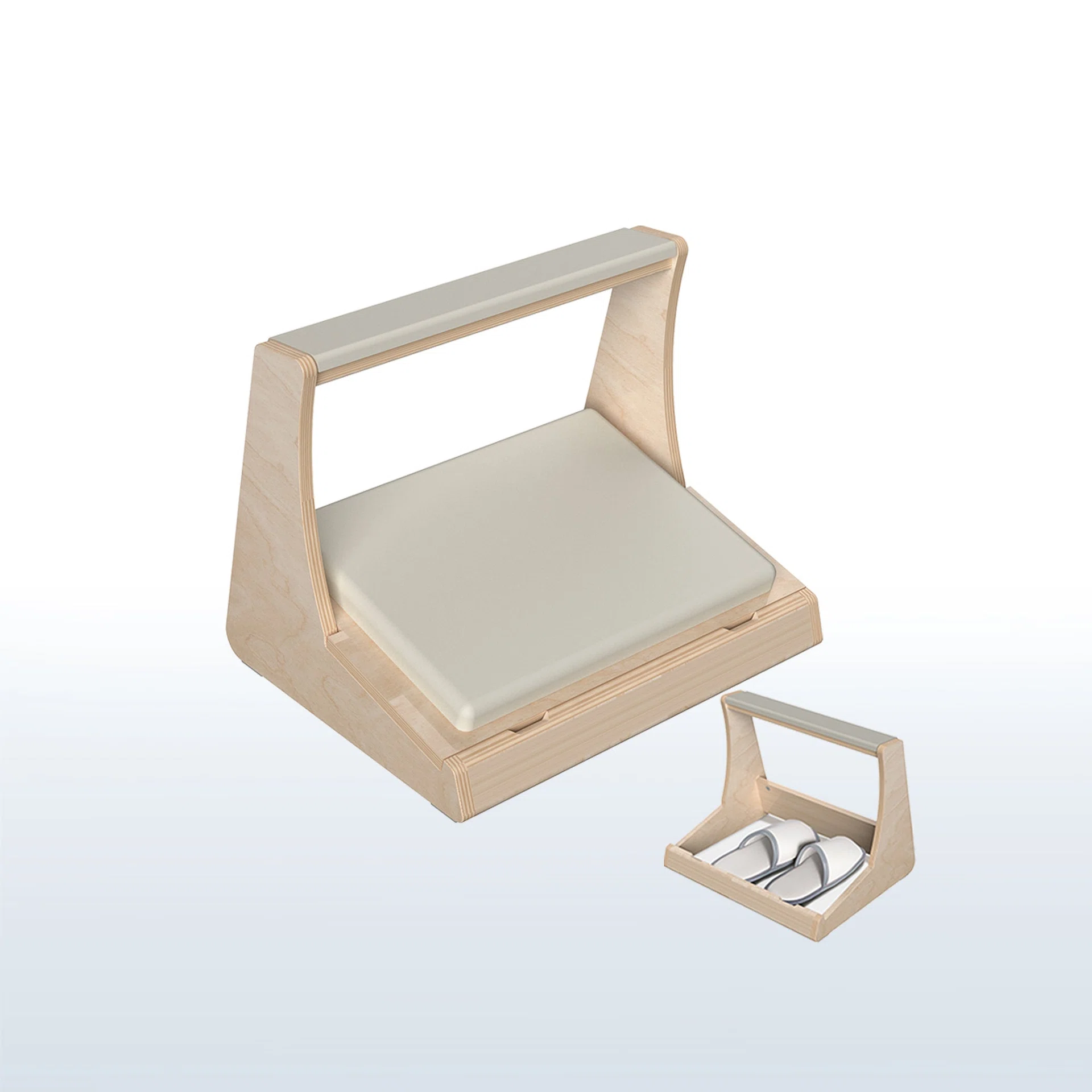 VIVO Birch Footrest with Storage — Birch Footrest with Storage — Product view