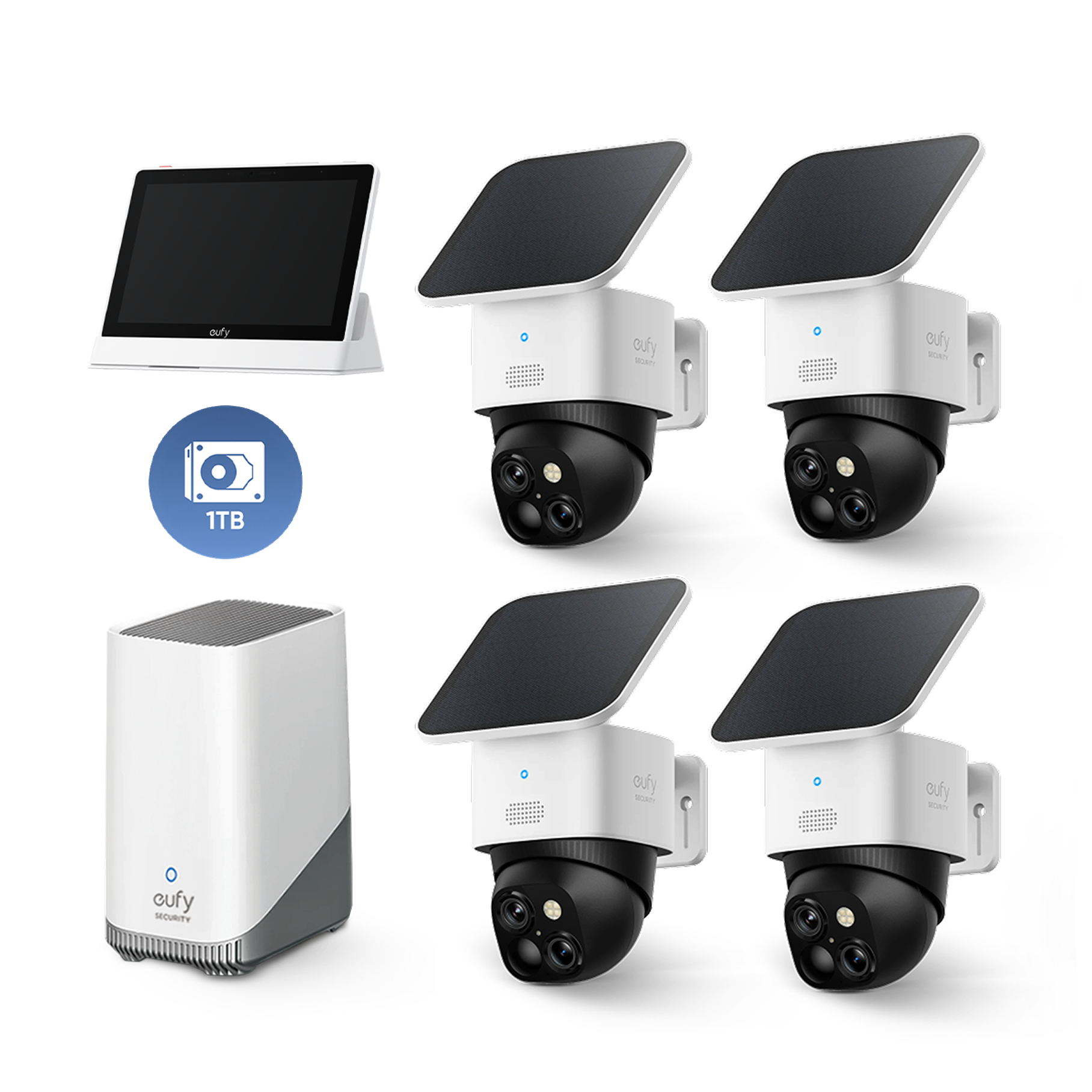 Eufy SoloCam S340 (4-Cam Pack) + HomeBase™ S380+ 1 TB Hard Drive+Smart Display E10: product detail 1