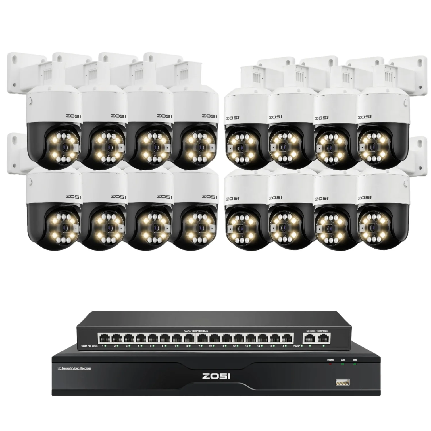 Security systems product — 1NR-328D4-US+1PC-2968HW-US*16+1PS-24G2-US