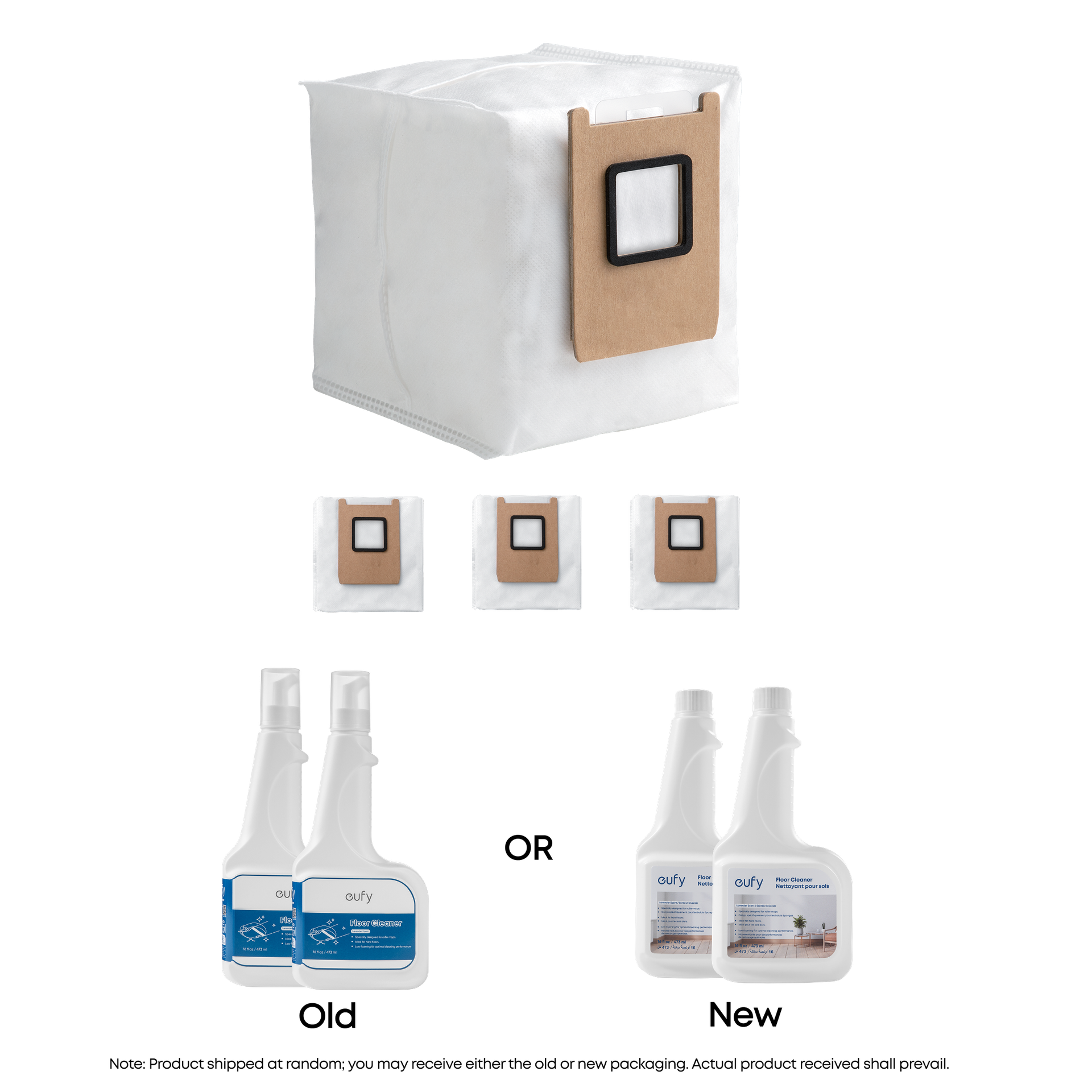 eufy Dust Bag, 3 pieces, 3L + eufy Floor Cleaner, Ready to Use, 473 ml Compatible with C28