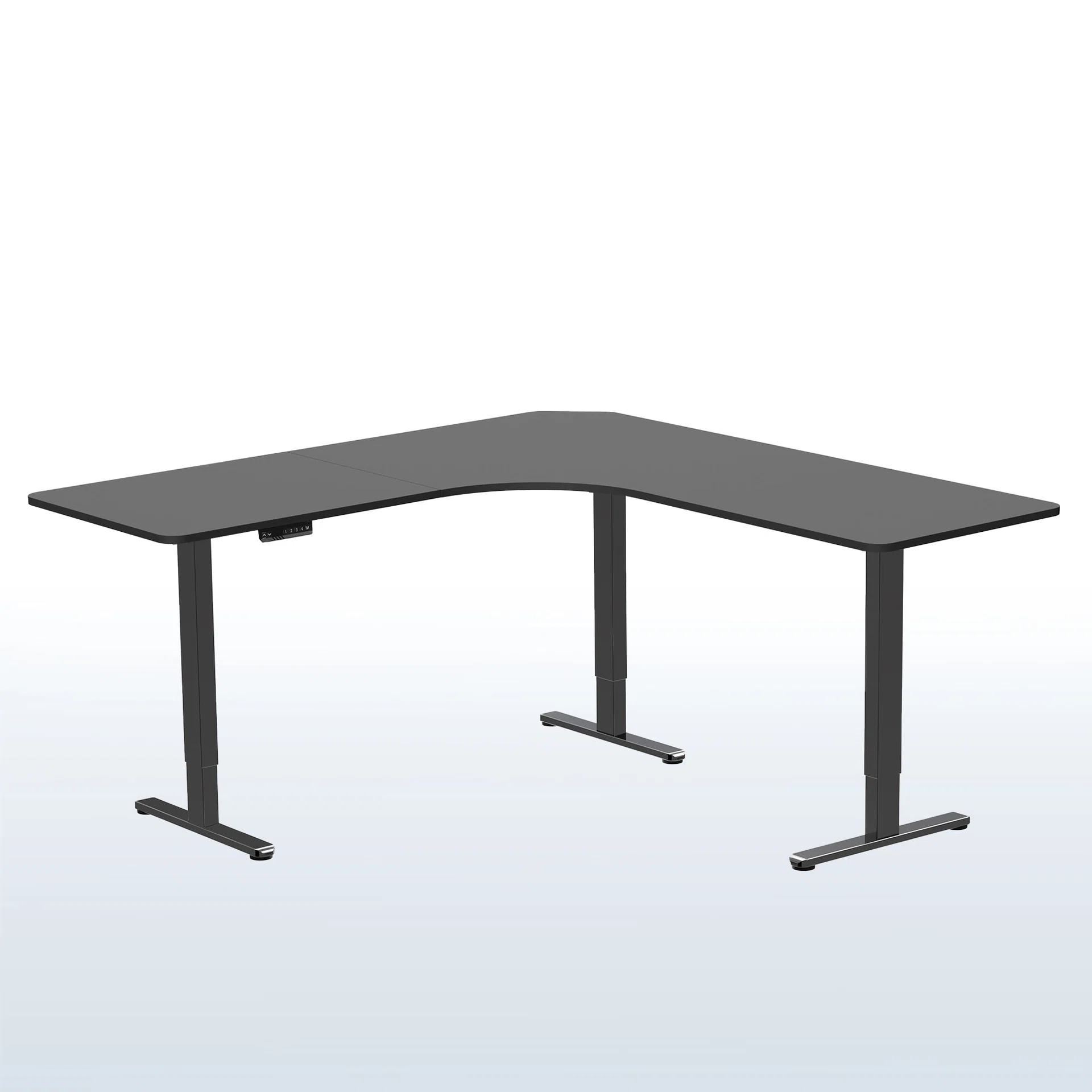 E3 Series - Curved Corner Triple Motor Electric Desk with Push Button Memory Controller
