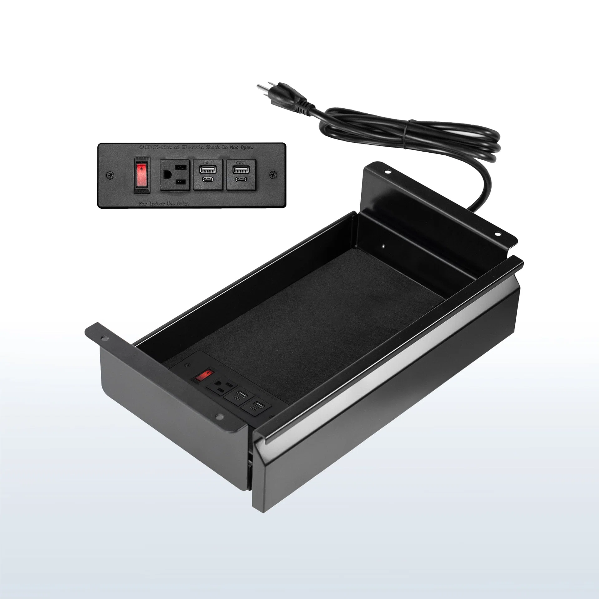 Pull Out 16" Under Desk Drawer with Power Strip