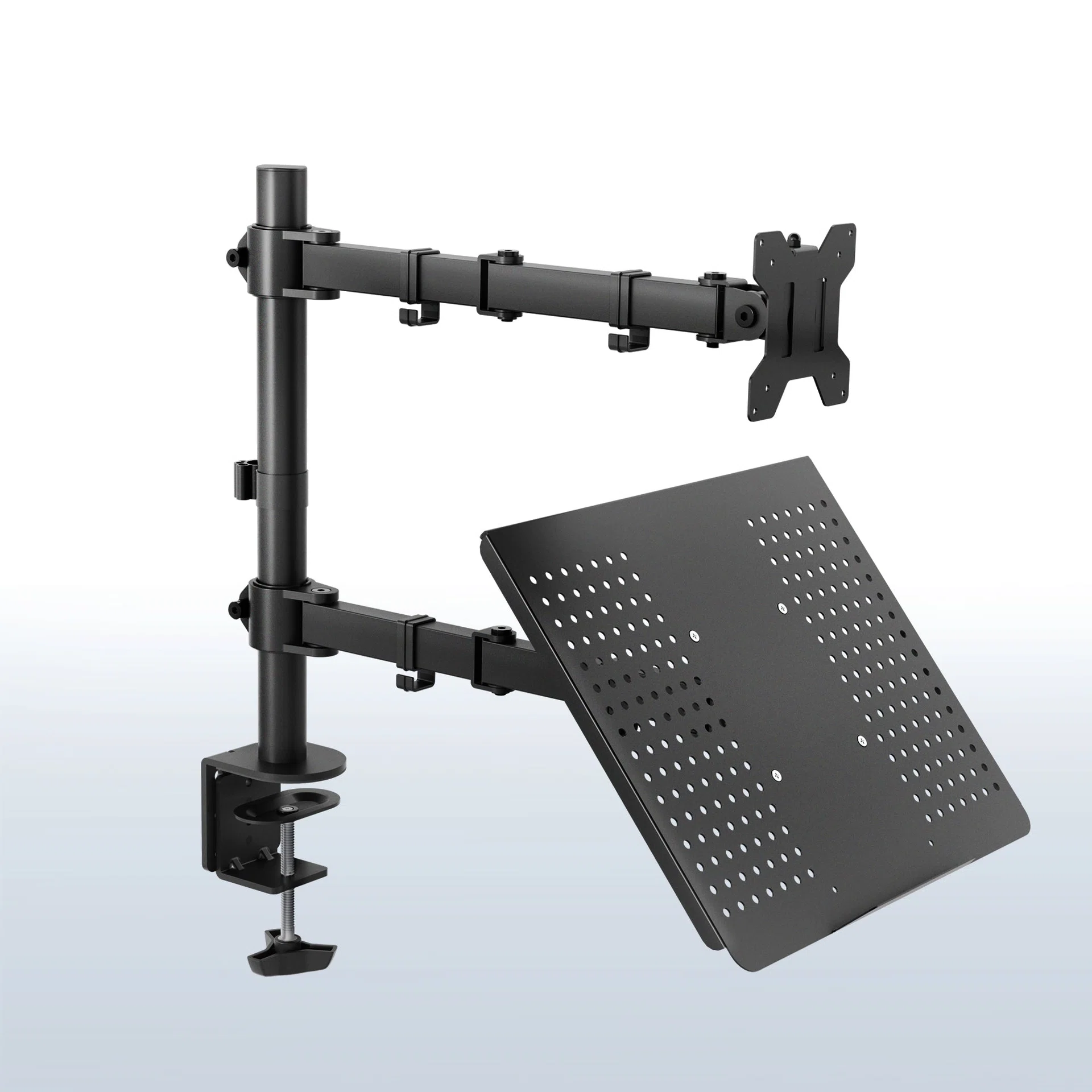 VIVO Single Monitor and Laptop Desk Mount - Up to 32" Screens, 17" Laptops — Black — Product view