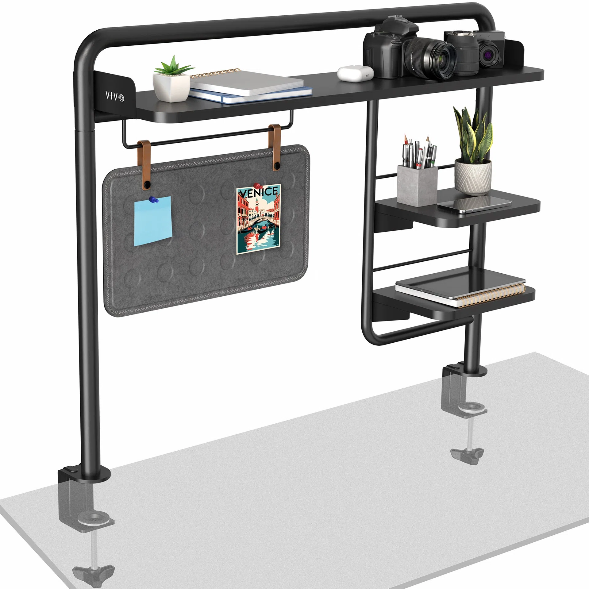 Clamp-on Desktop Shelving System