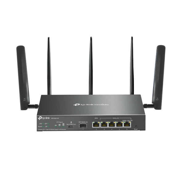 Omada 4G+ Cat6 AX3000 Dual Band WiFi 6 Gigabit VPN Router, ER706W-4G