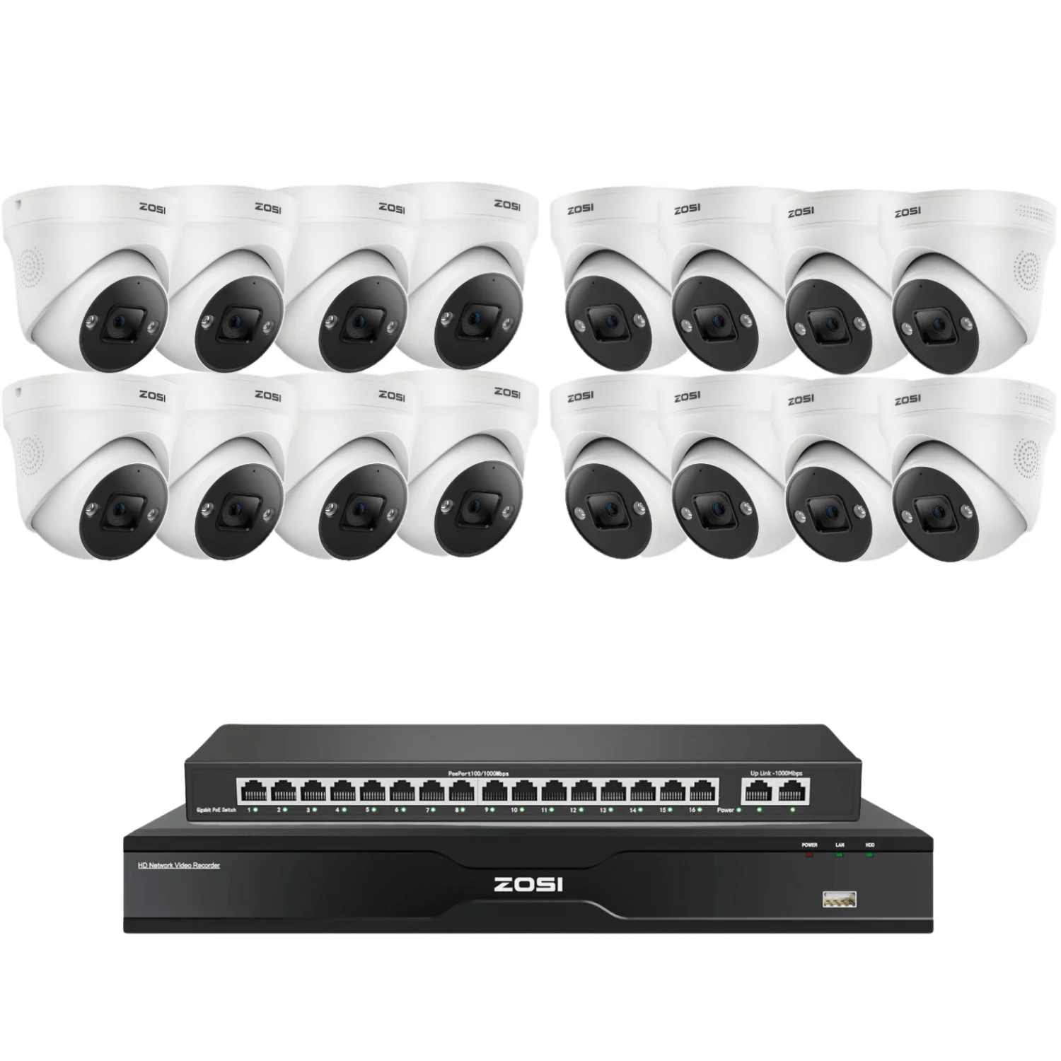 Security systems product — 1NR-328D44-US+1PC-2258HW-US*16+1PS-24G2-US
