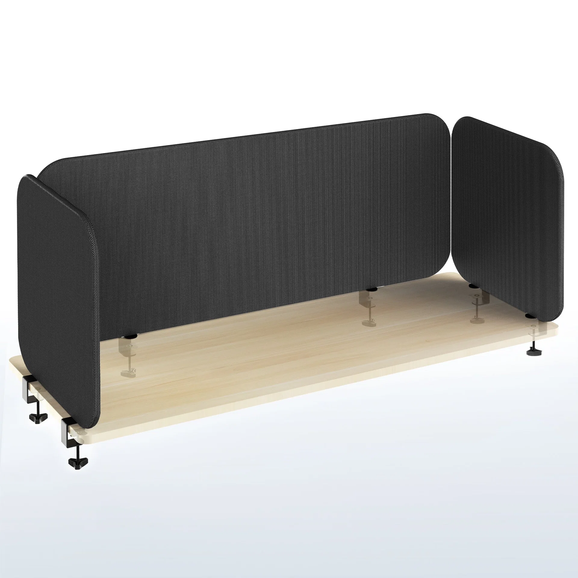 VIVO Clamp-On Stretched Fabric Desk Privacy Panel (x3) — Clamp-On Stretched Fabric Desk Privacy Panel (x3) — Product view