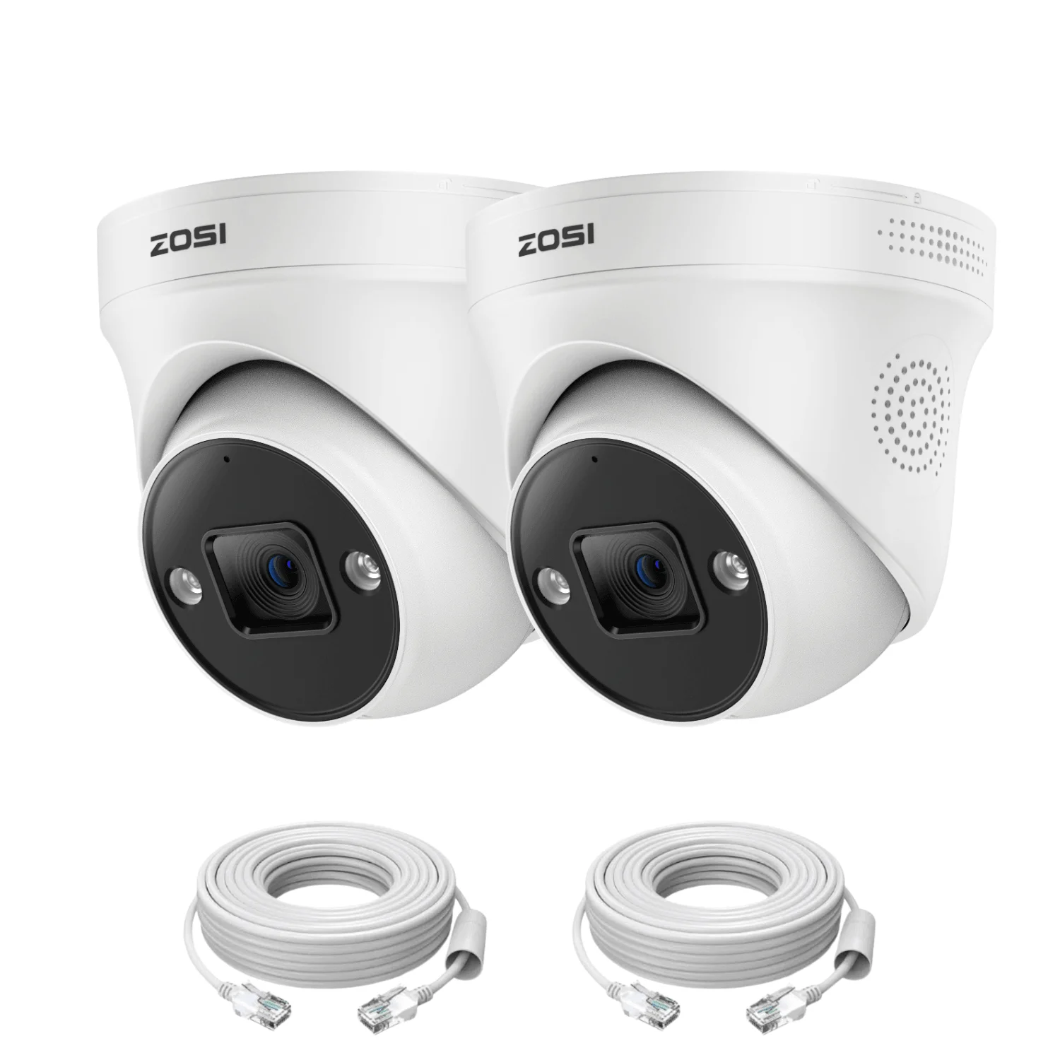 C225 4K PoE Camera with Starlight Night Vision + 60 ft Ethernet Cable — White — 2-Camera Pack