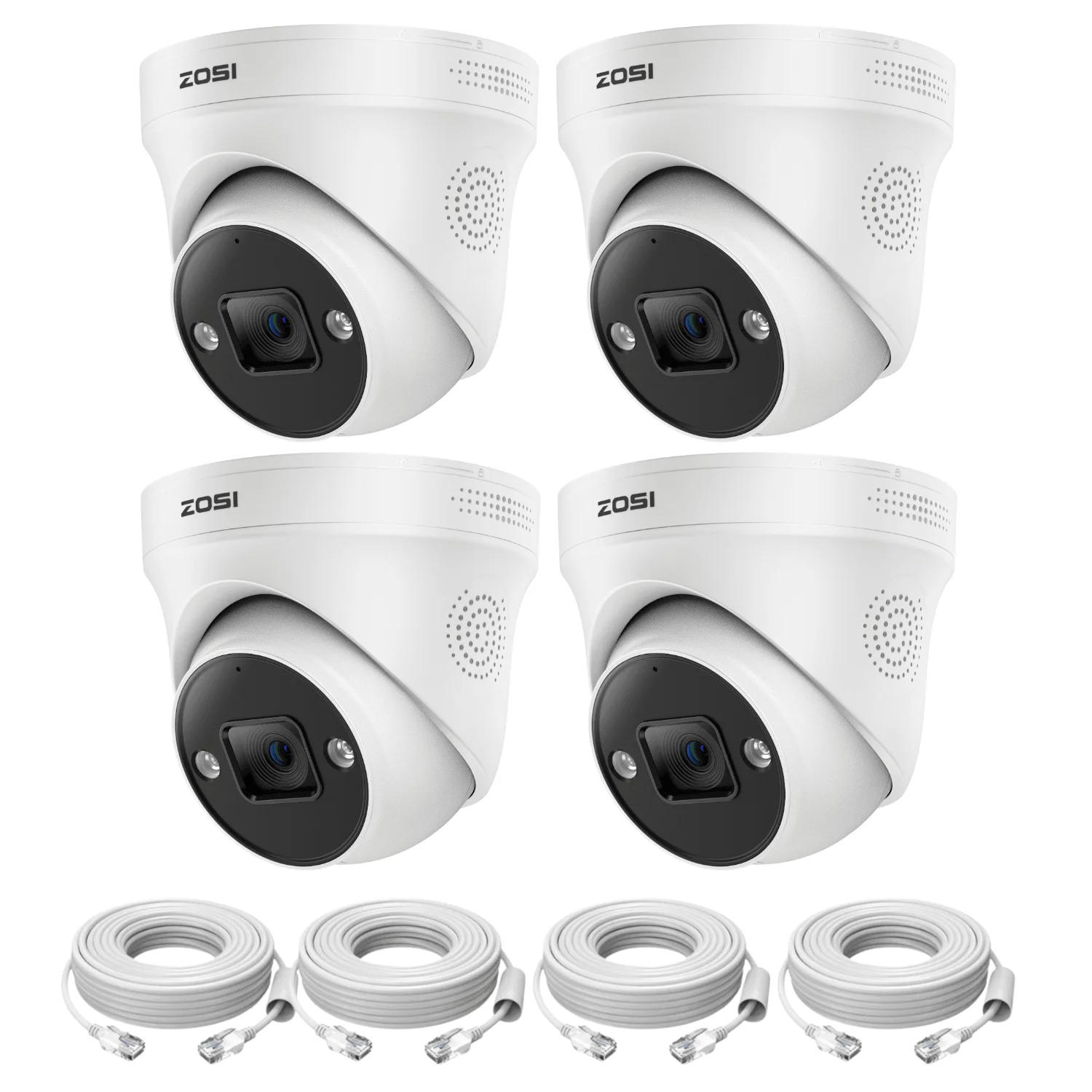 C225 4K PoE Camera with Starlight Night Vision + 60 ft Ethernet Cable — Black — 4-Camera Pack