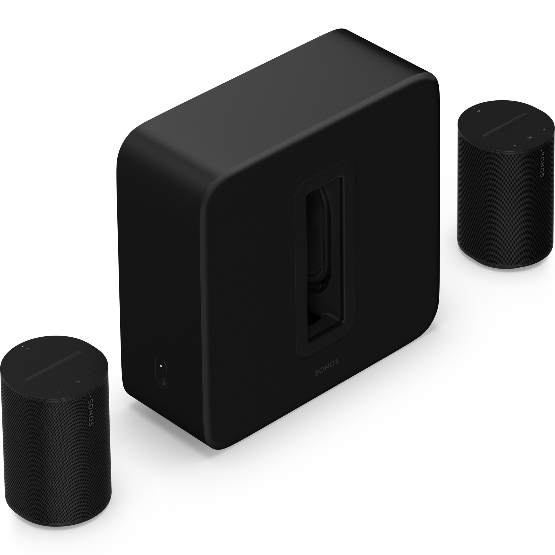 Set with a black Sub 4 and a pair of black Era 100 speakers
