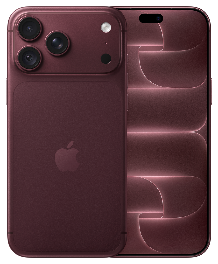 iPhone 18 Pro Max Burgundy · Selected finish, front and rear overview (one phone)