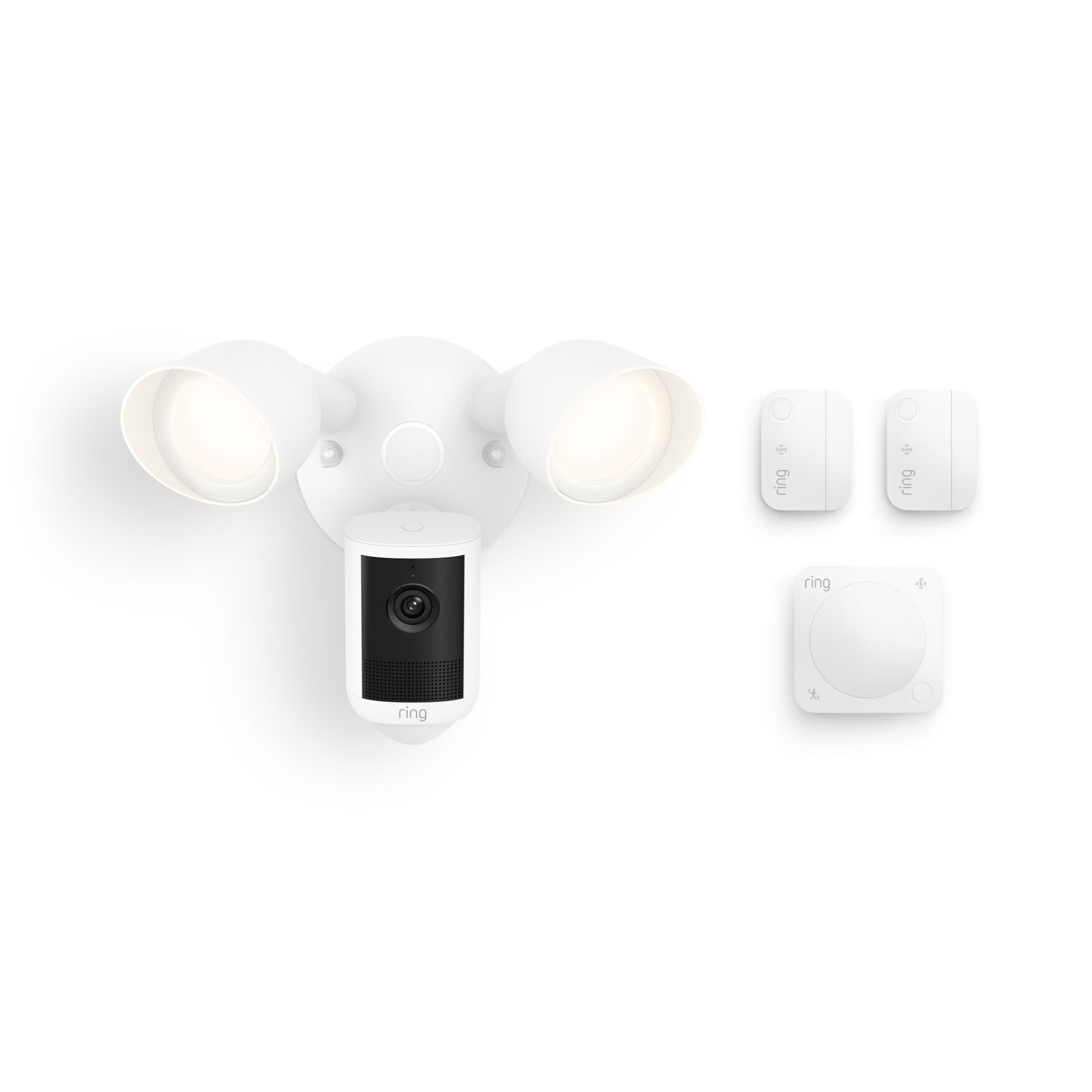Floodlight Cam, Wired (Newest Model) + 2 Window & Door Sensors + Motion Detector