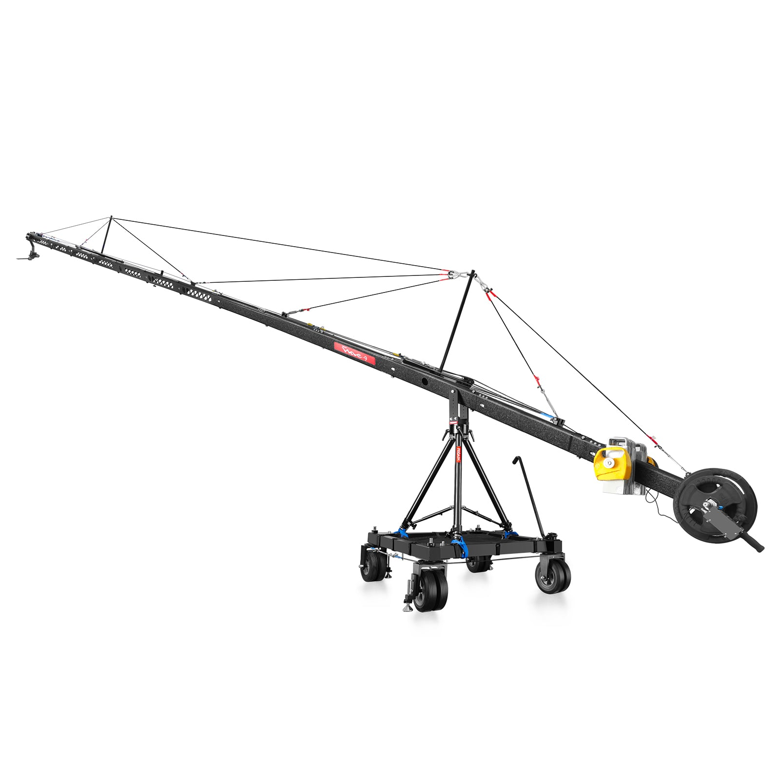 40ft Jumbo Film Production Package - Camera Jib Crane w Heavy-Duty Stand, Dolly & 3-Axis Pan-Tilt Head