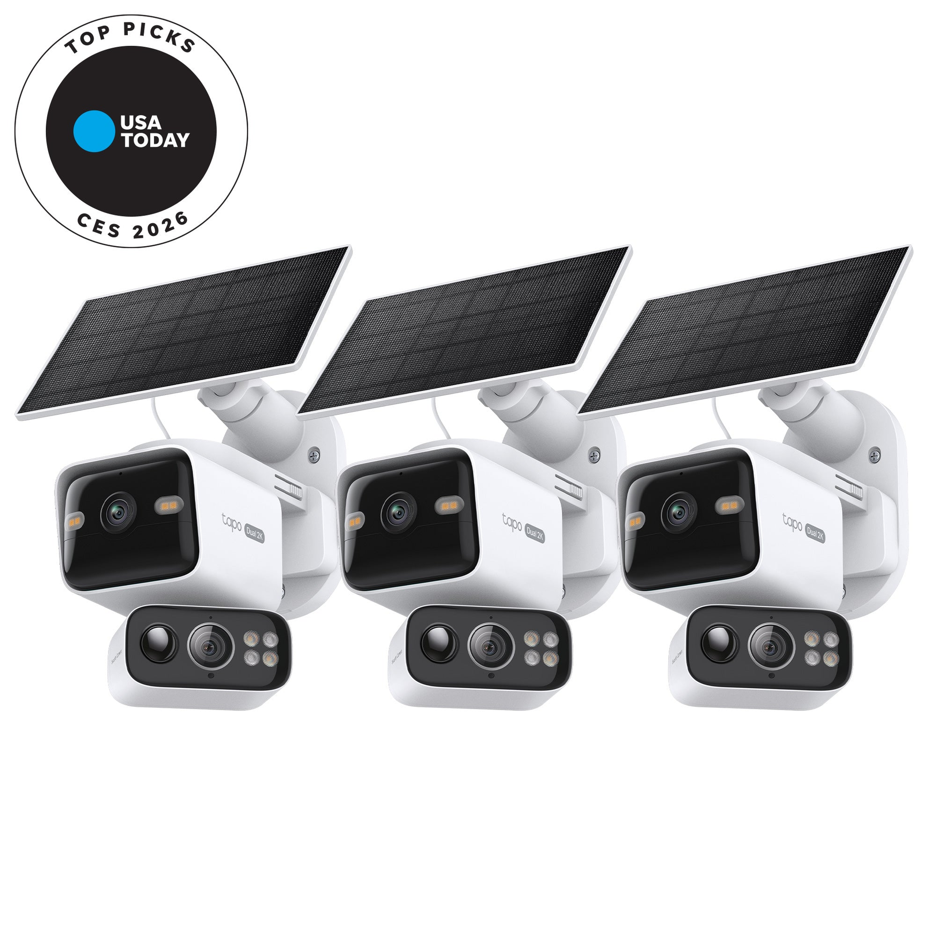 TP-Link Tapo C645D Kit 2K Dual-Lens Solar Pan/Tilt Security Camera, 3-Pack — Product view