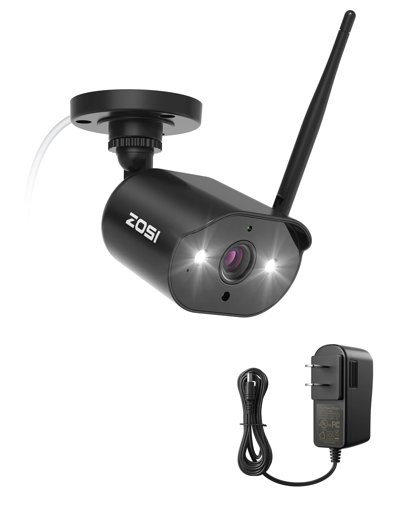 Add-on 3MP Wireless Camera  for C302 + 1A Power Supply Adapter — Black