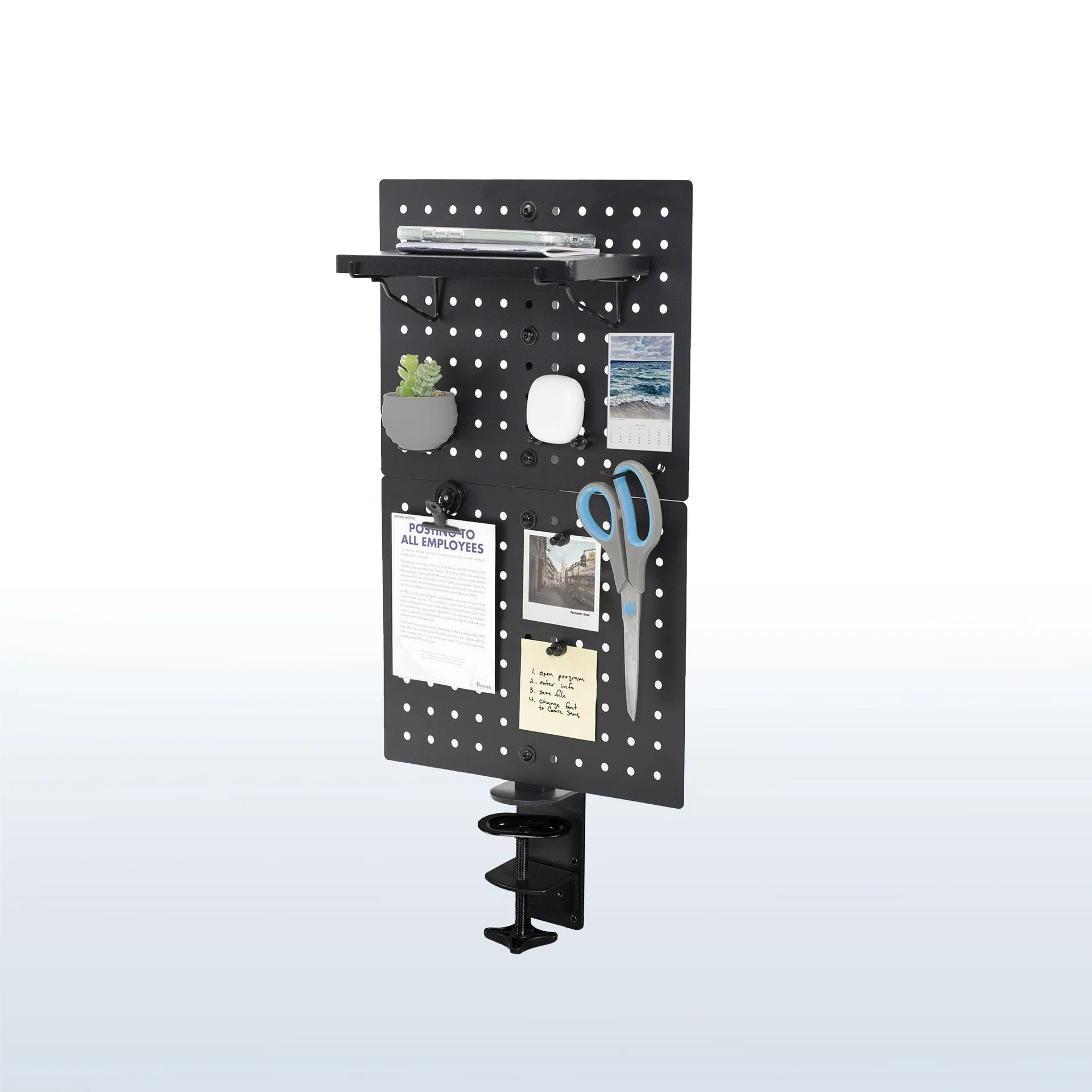 VIVO Clamp-on Desk Back Pegboard Panel & Accessory Holder — Black / 12" — Product view