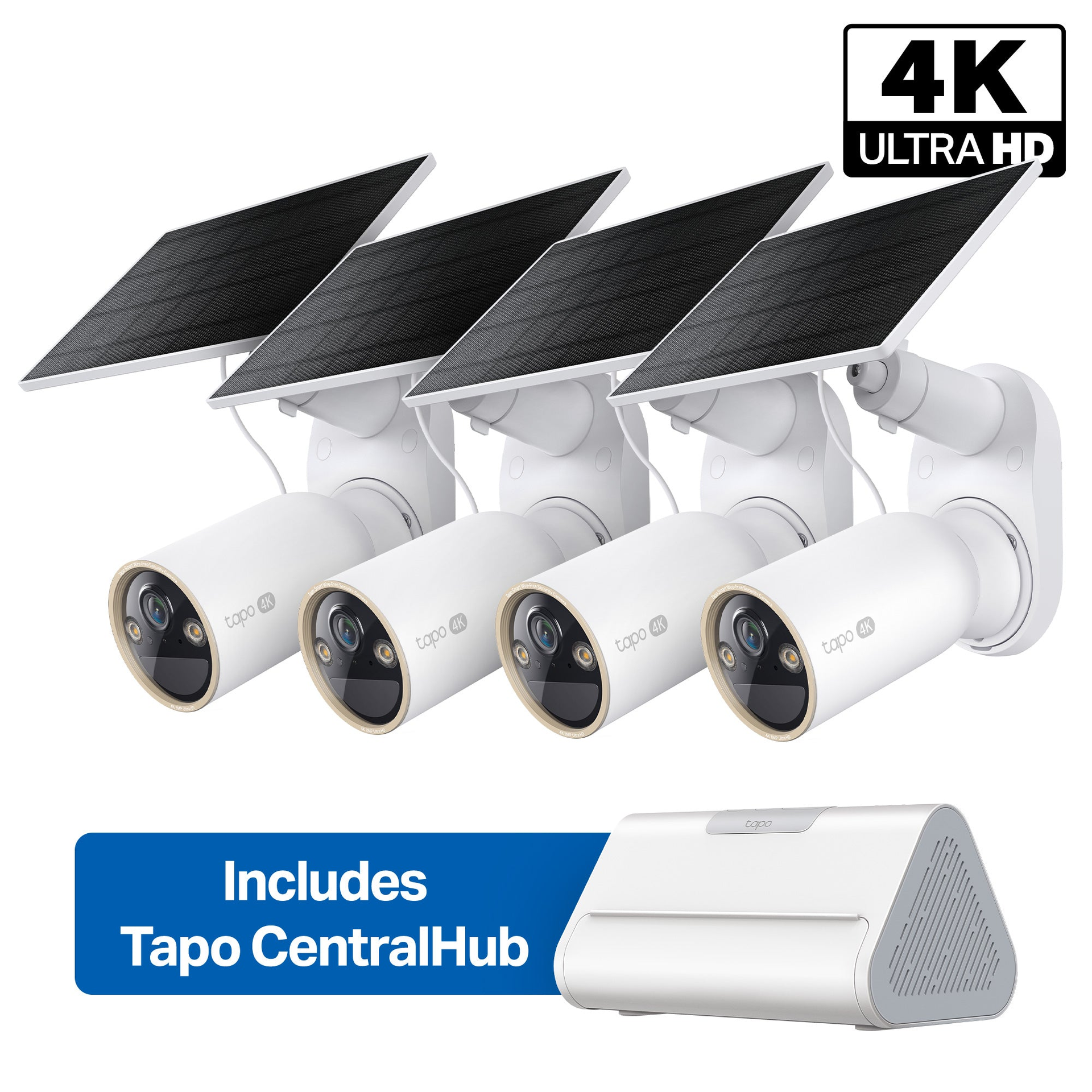 TP-Link MagCam 4K Solar Outdoor Camera Smart CentralHub Bundle, Tapo C460 Kit 4-Pack + H500 — Product view