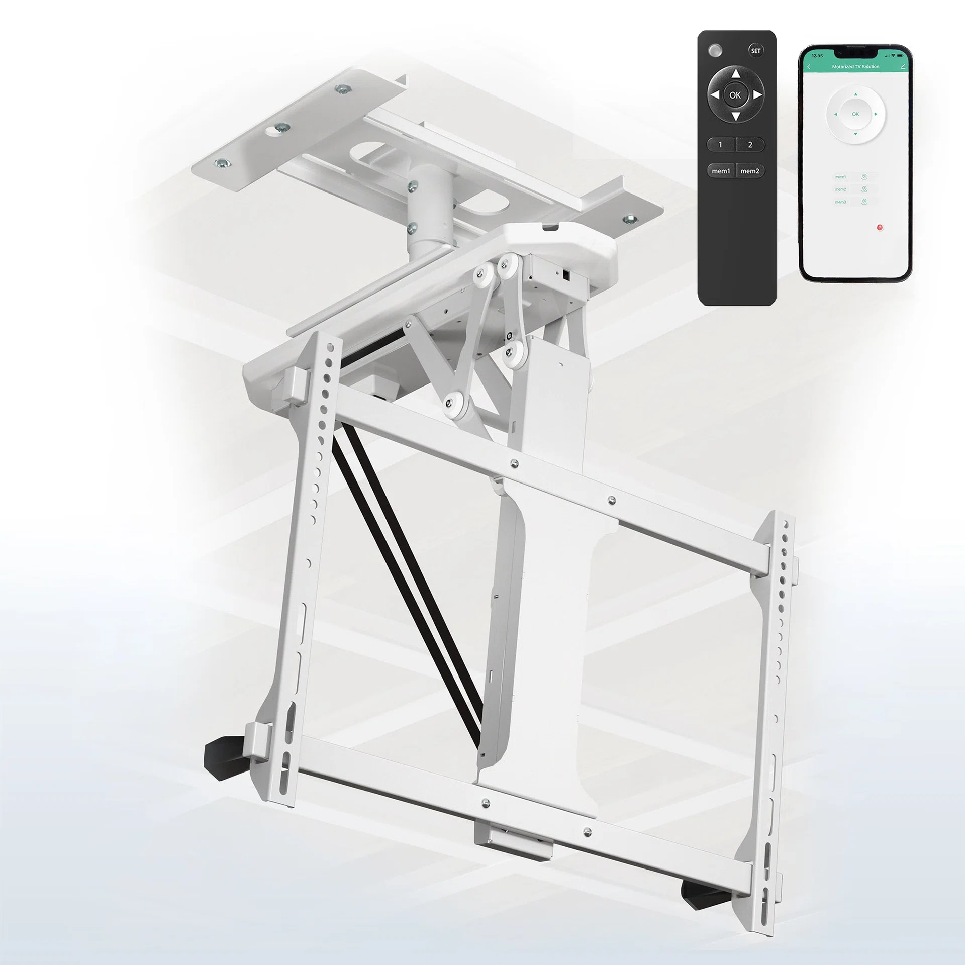 VIVO White Electric Flip Down Drop Ceiling TV Mount - 32" to 70" Screens — White Electric Flip Down Drop Ceiling TV Mount - 32" to 70" Screens — Product view