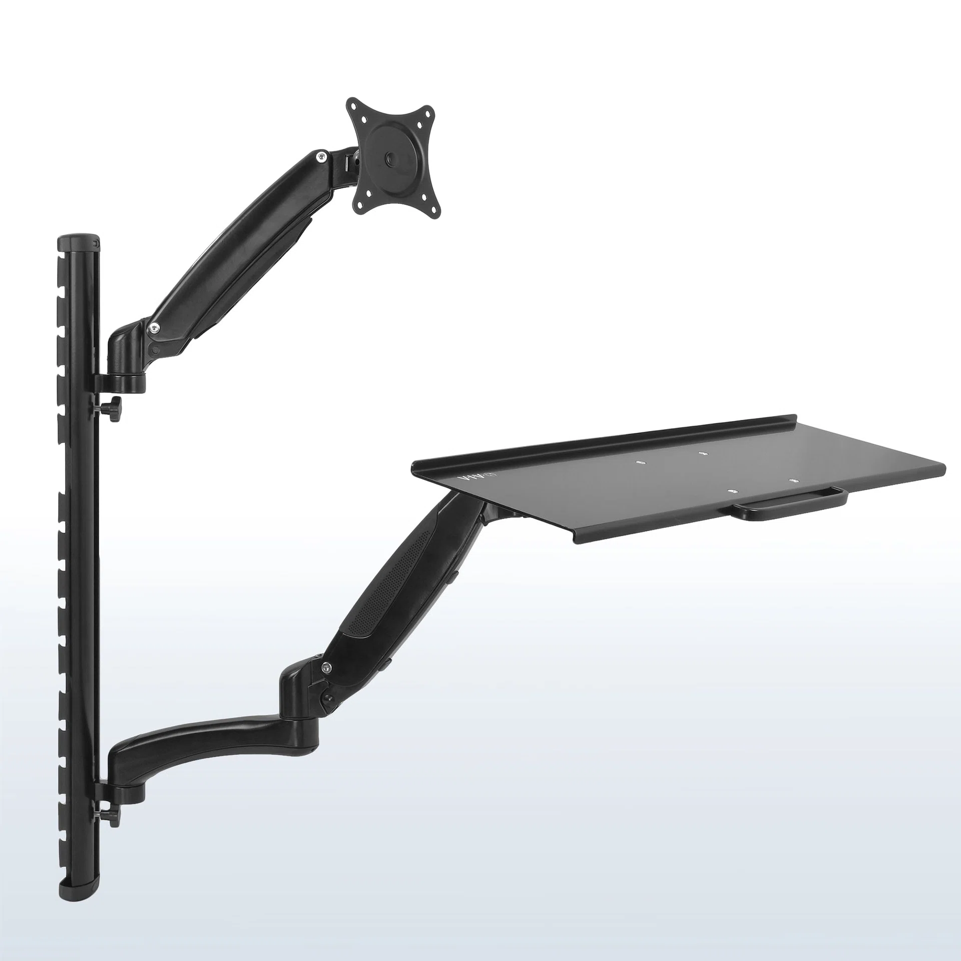 VIVO Single Monitor Sit to Stand Wall Mount Workstation - 13" to 27" Screens — Black — Product view