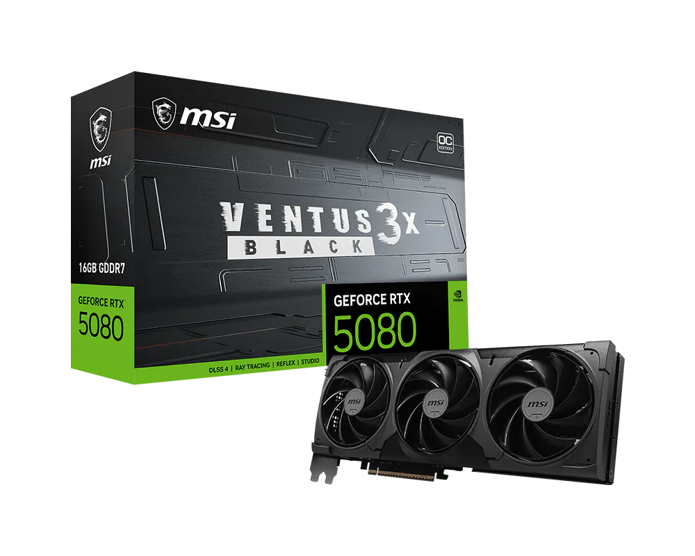 Exact Black Ventus 3X OC RTX 5080 with packaging