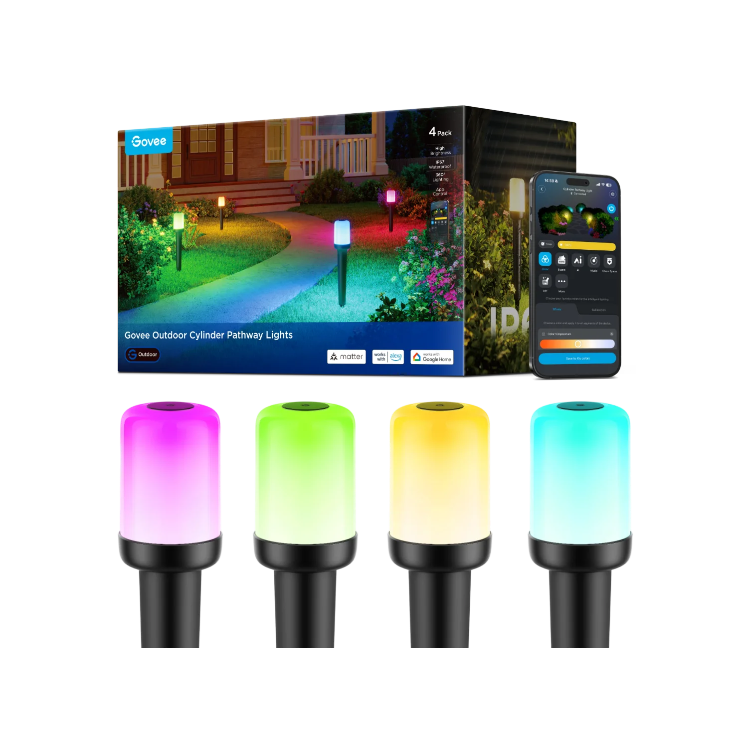 Govee Outdoor Cylinder Pathway Lights